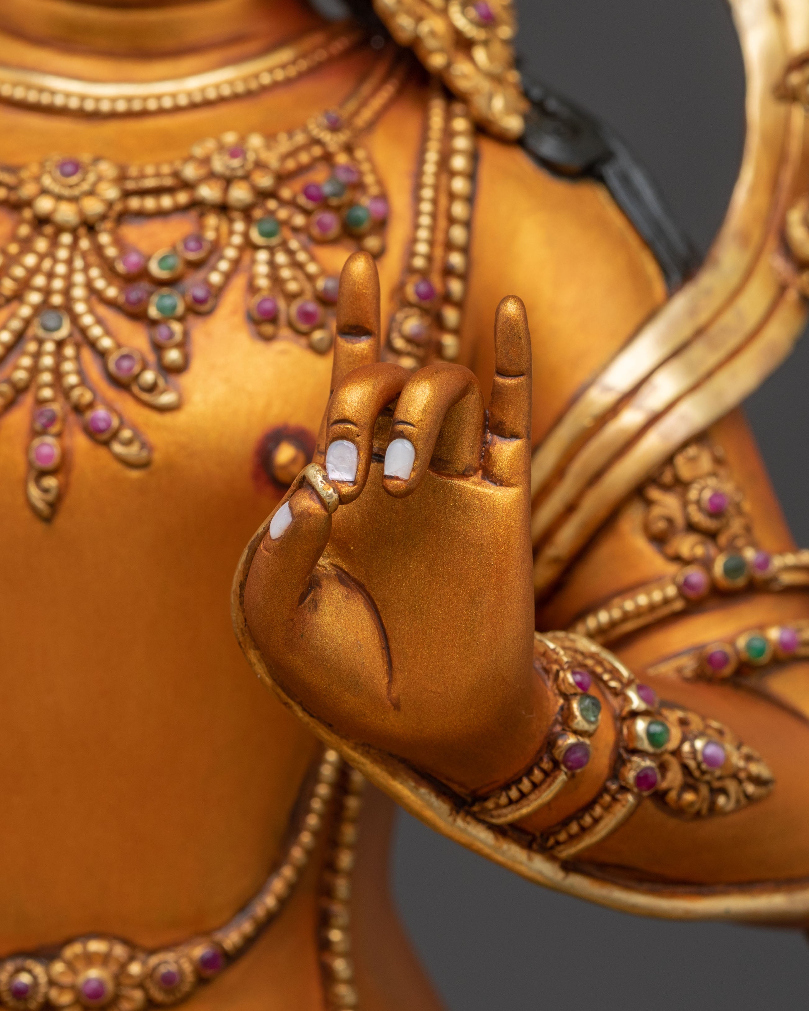 Golden Manjushri Statue: Flame of Wisdom