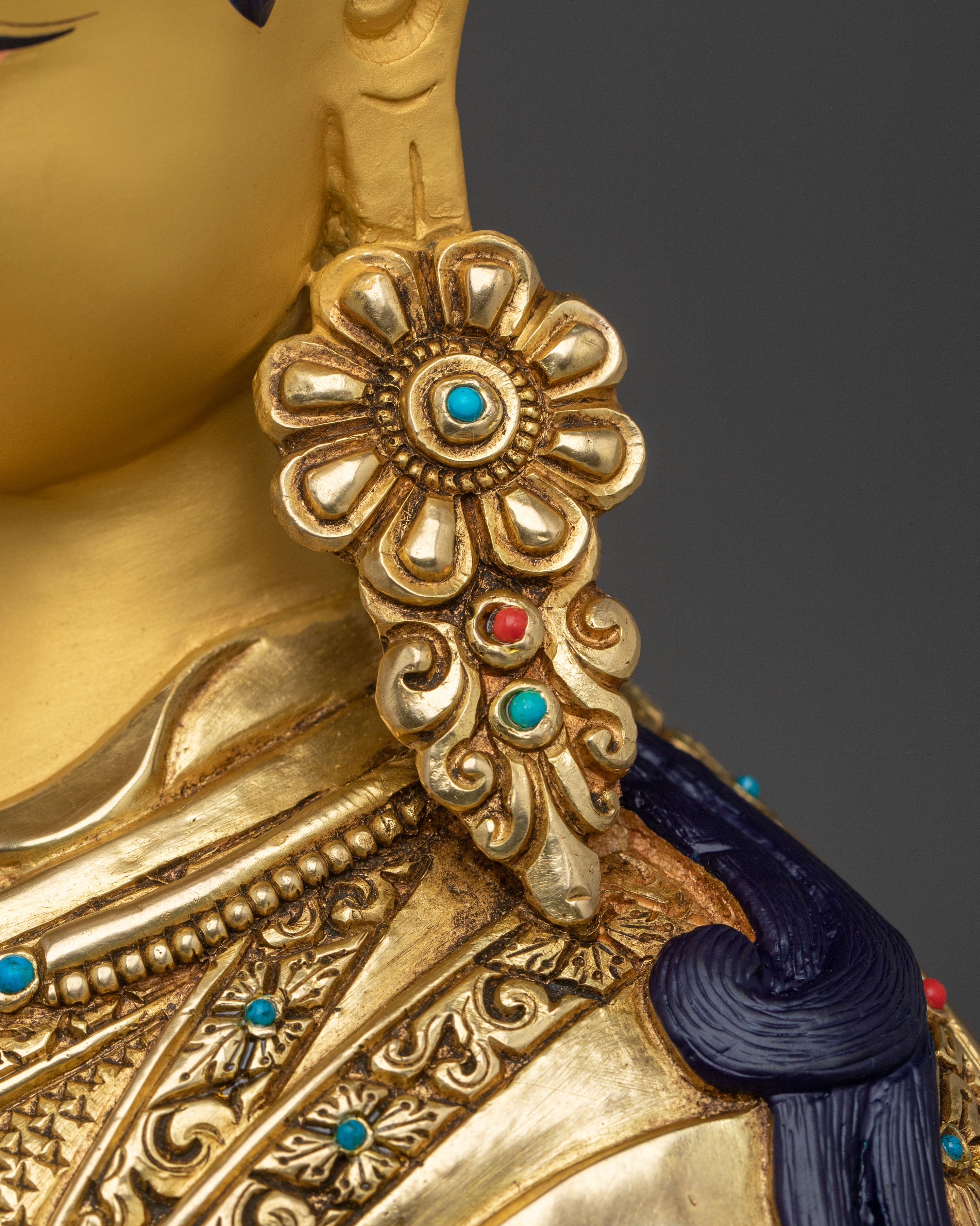 Guru Rinpoche Sculpture | 24K Gold Coated Enlightenment Figurine