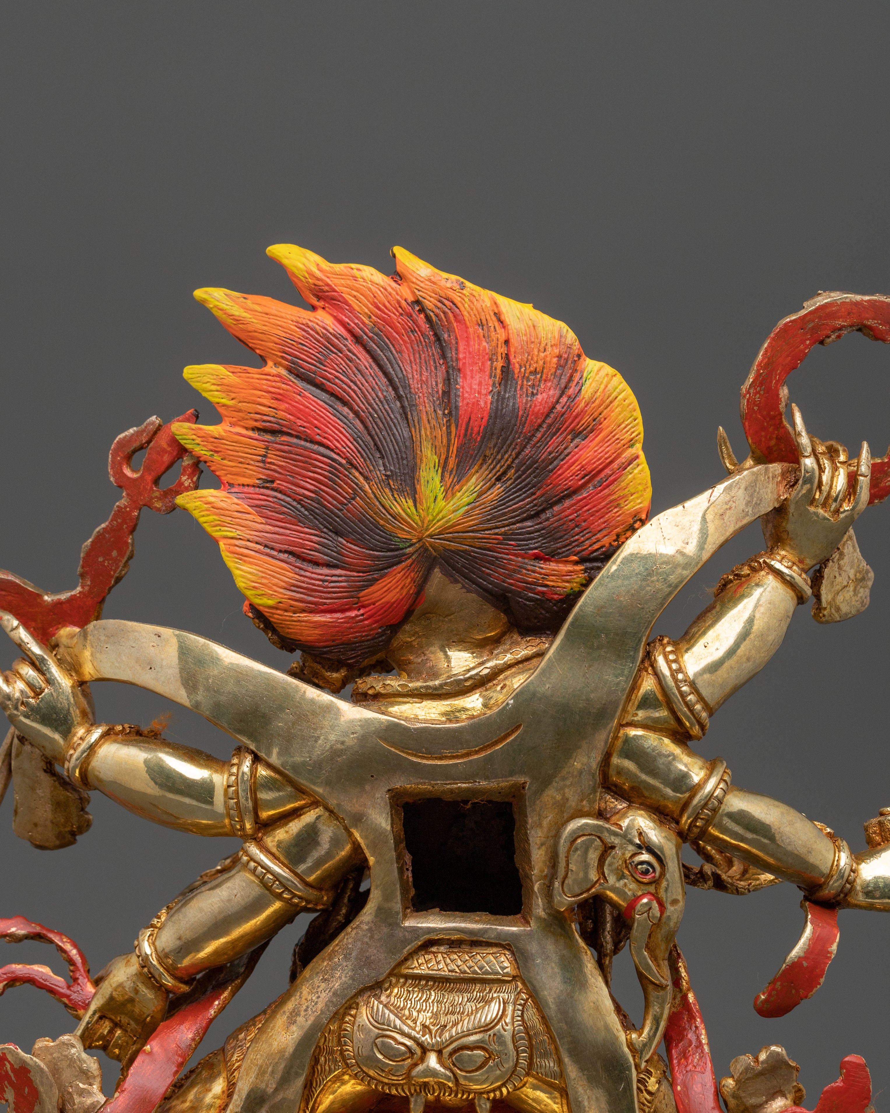 Six Armed Mahakala Golden Statue | Buddhist Protector