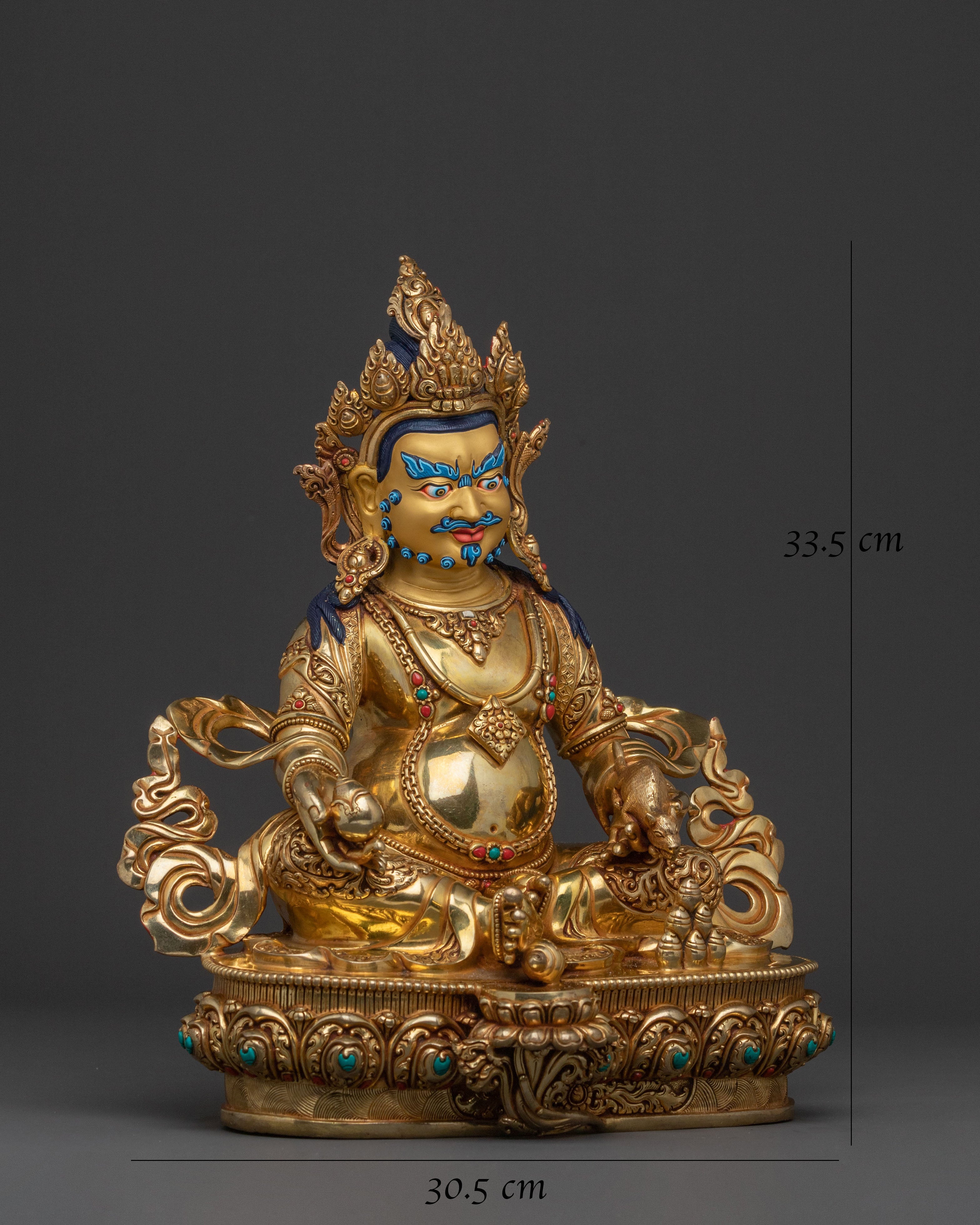 Prosperous Dzambhala Wealth Statue – Gilded Masterpiece
