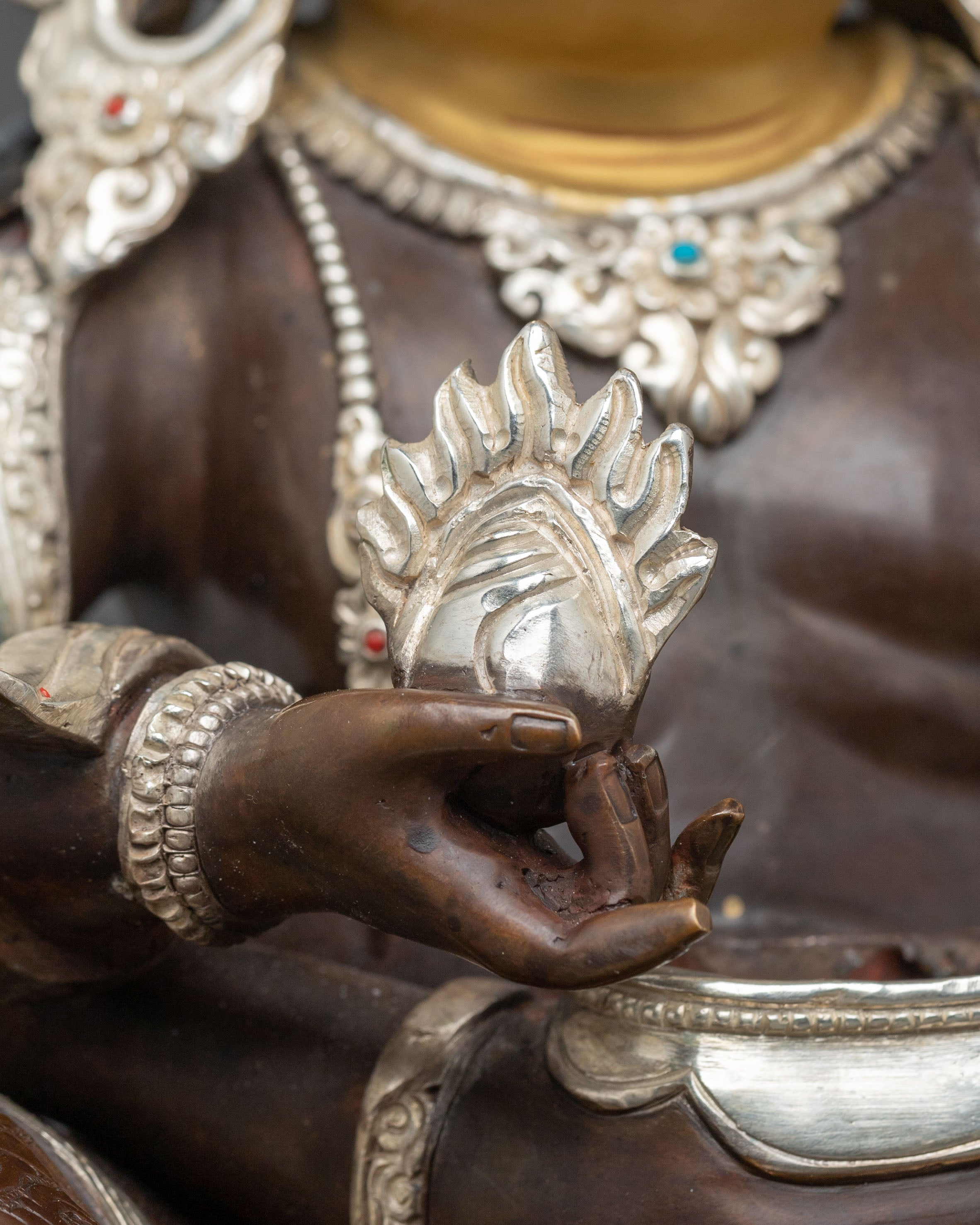 Red Dzambhala Statue | Oxidized Copper Wealth Deity