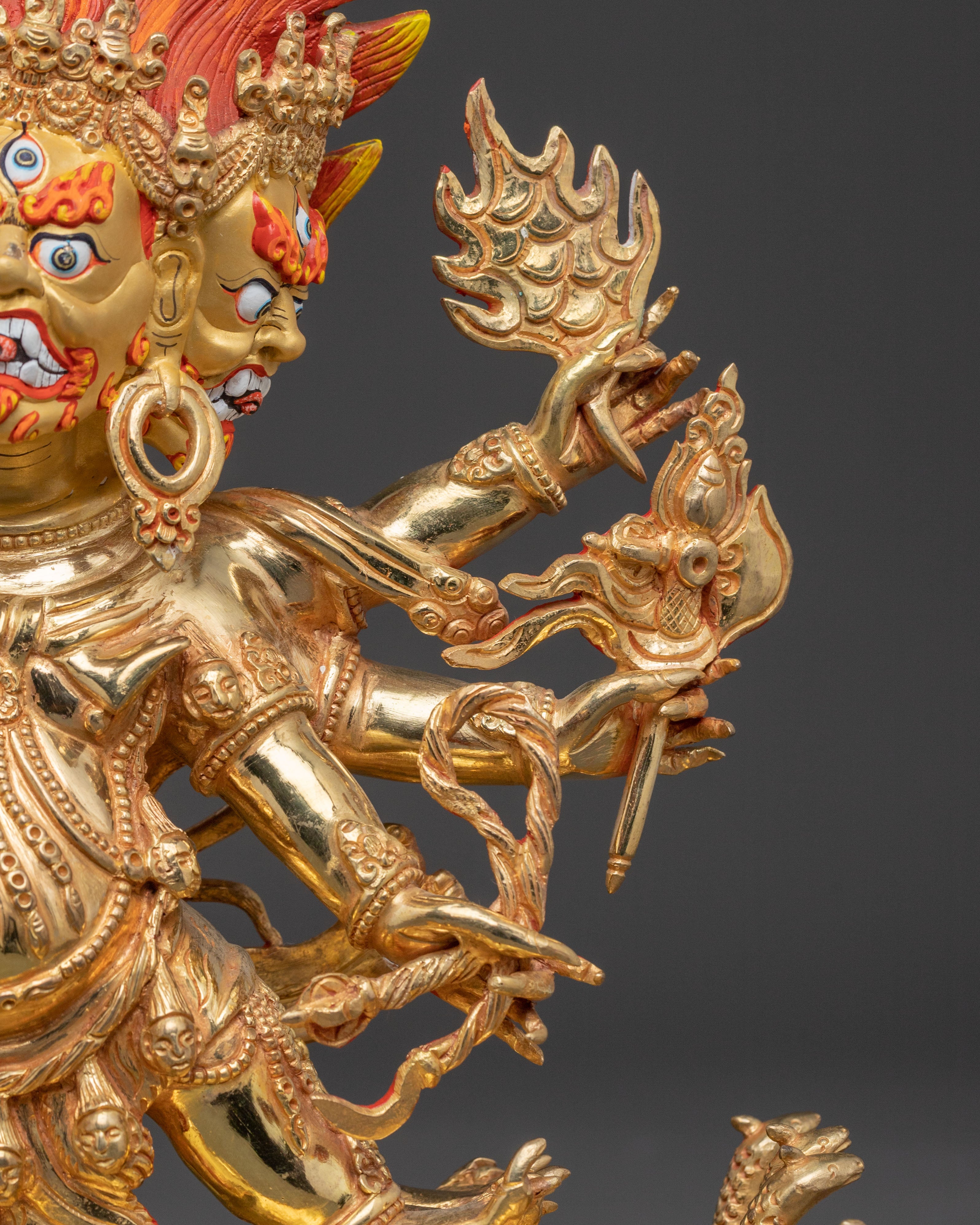 Hayagriva Dharma Guardian Statue - 24K Gold Gilded