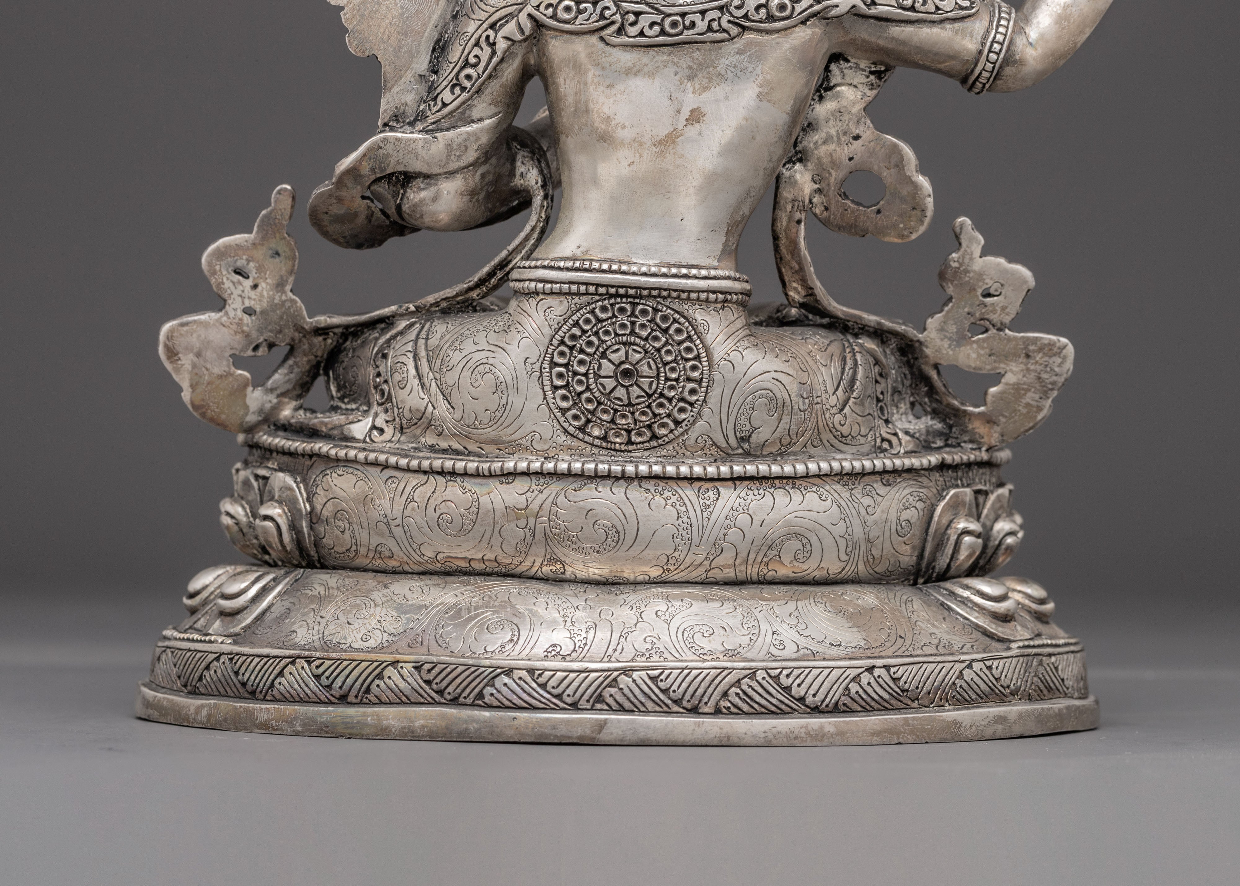 Silver-Plated Bodhisattva Manjushri Statue | Wisdom's Beacon