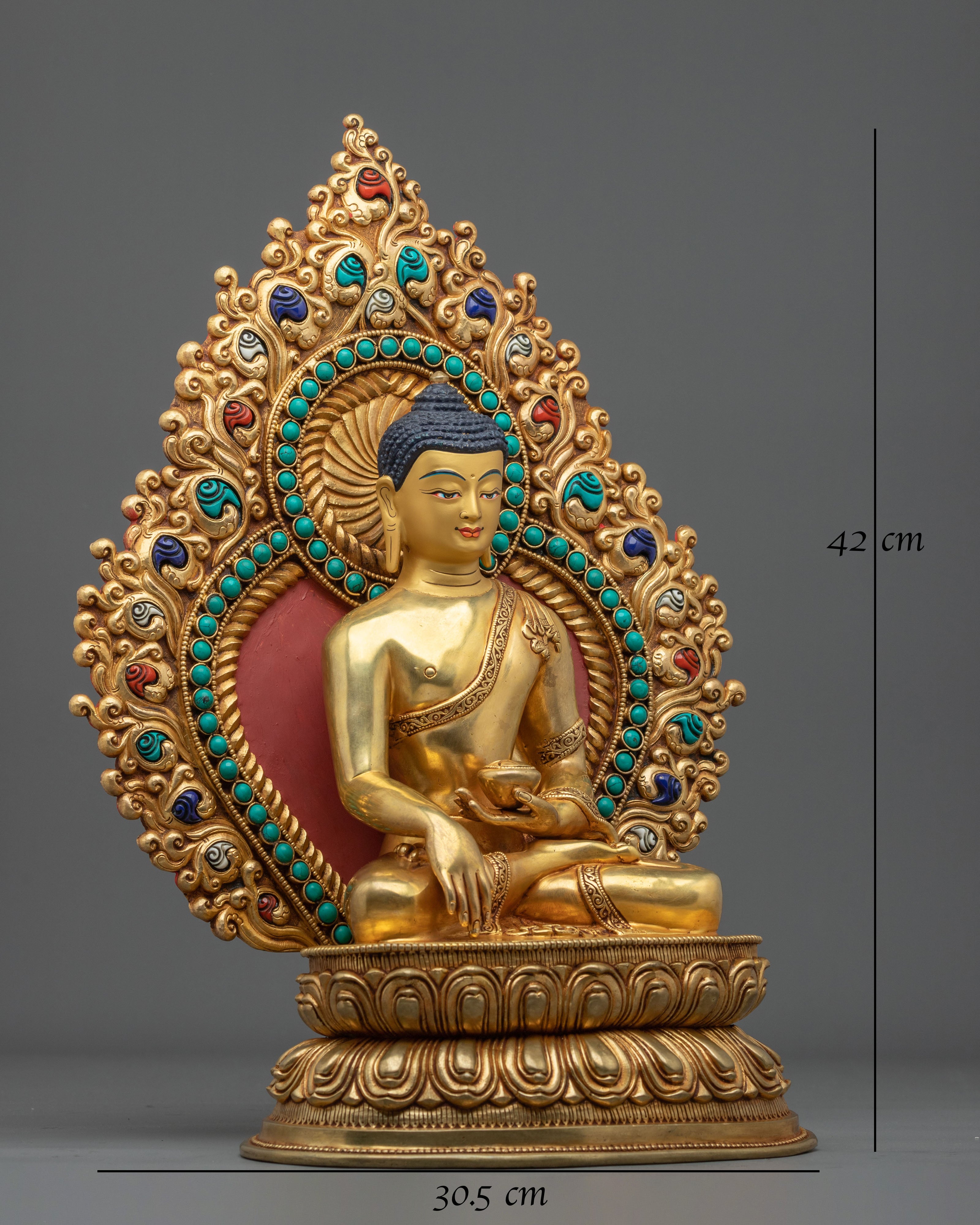 Shakyamuni Buddha Copper Statue | 24k Gold Gilded Figurine