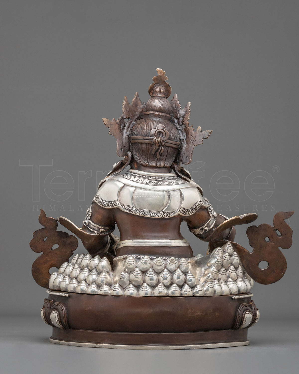 Dzambhala Oxidized Copper Statue with Silver Plating | Home Decor