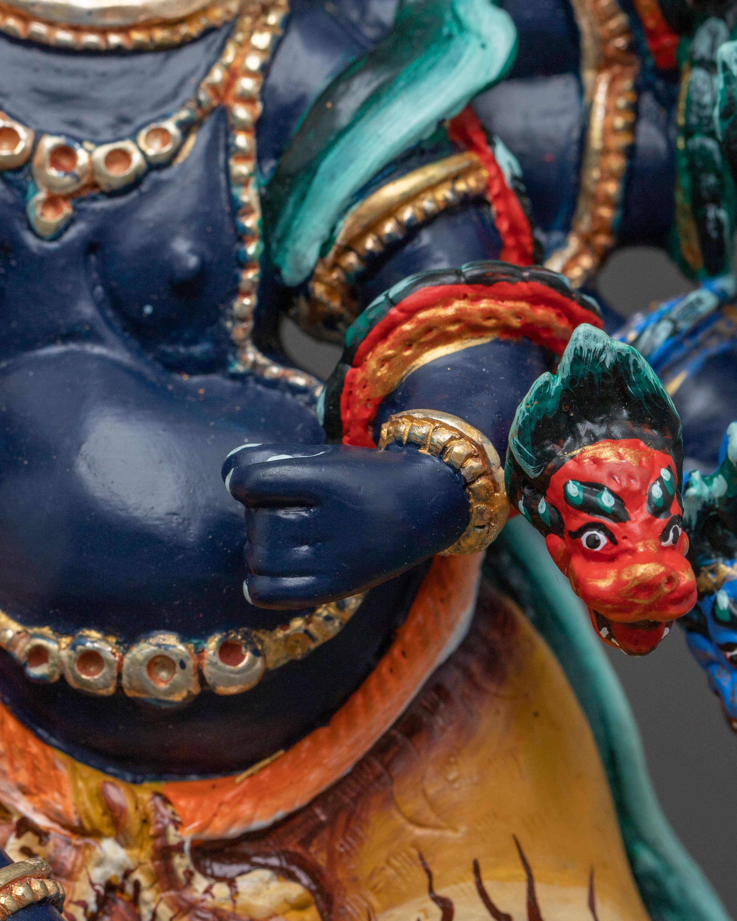 Uchusma Statue: Hand-Painted Copper Divinity