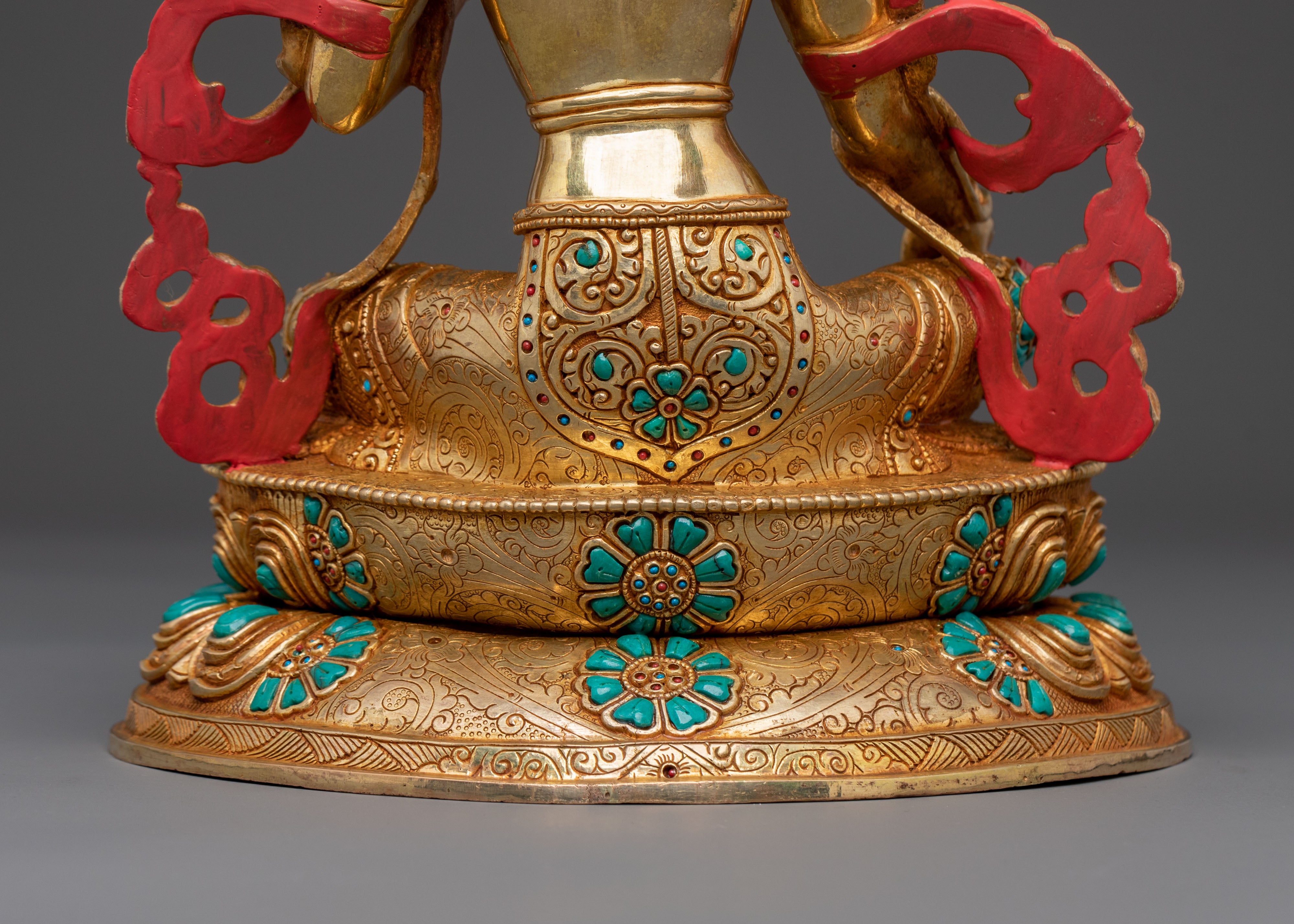 Green Tara 24K Gold Gilded Statue: Compassion Protector