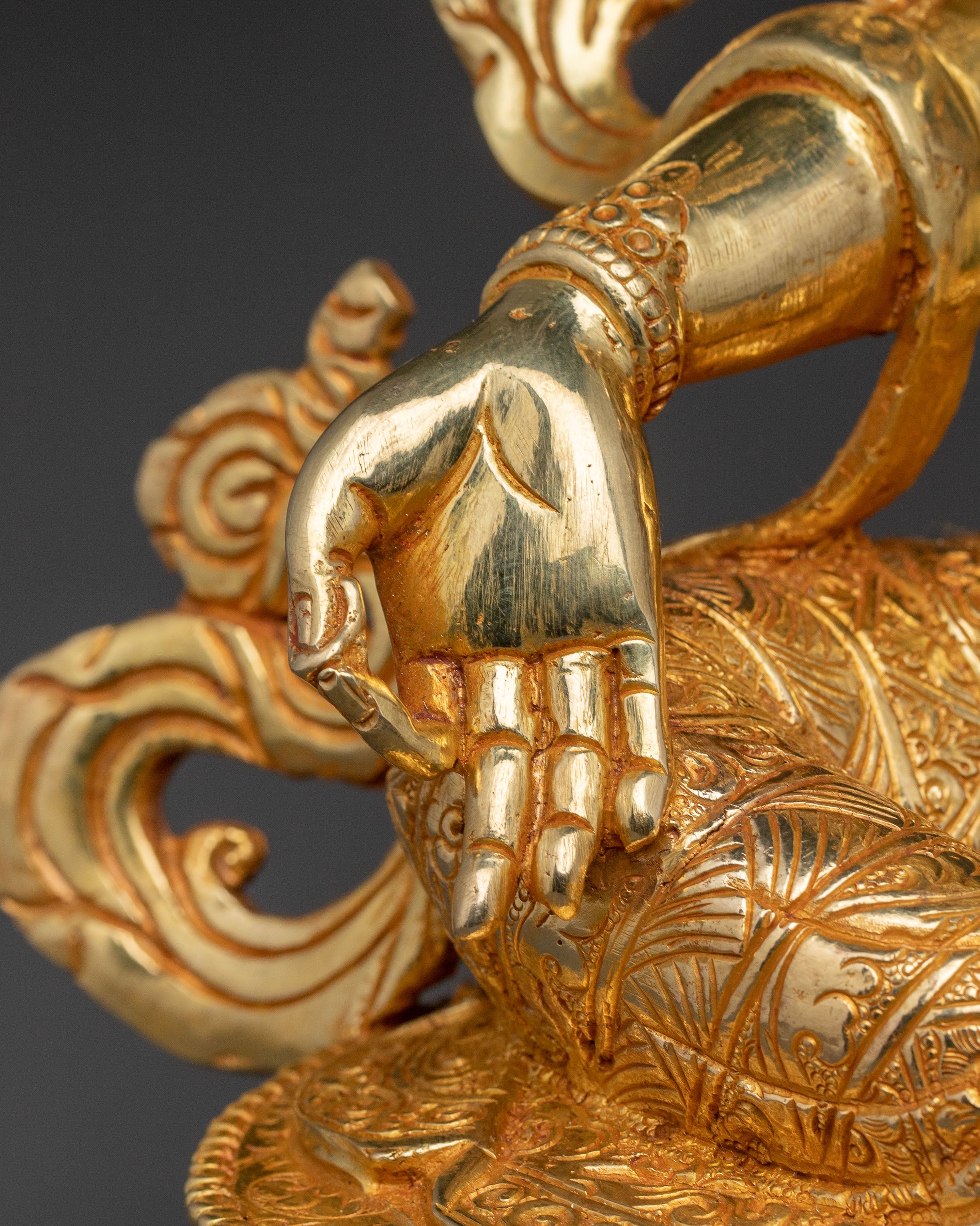 Green Tara Statue with 24K Gold Gilding