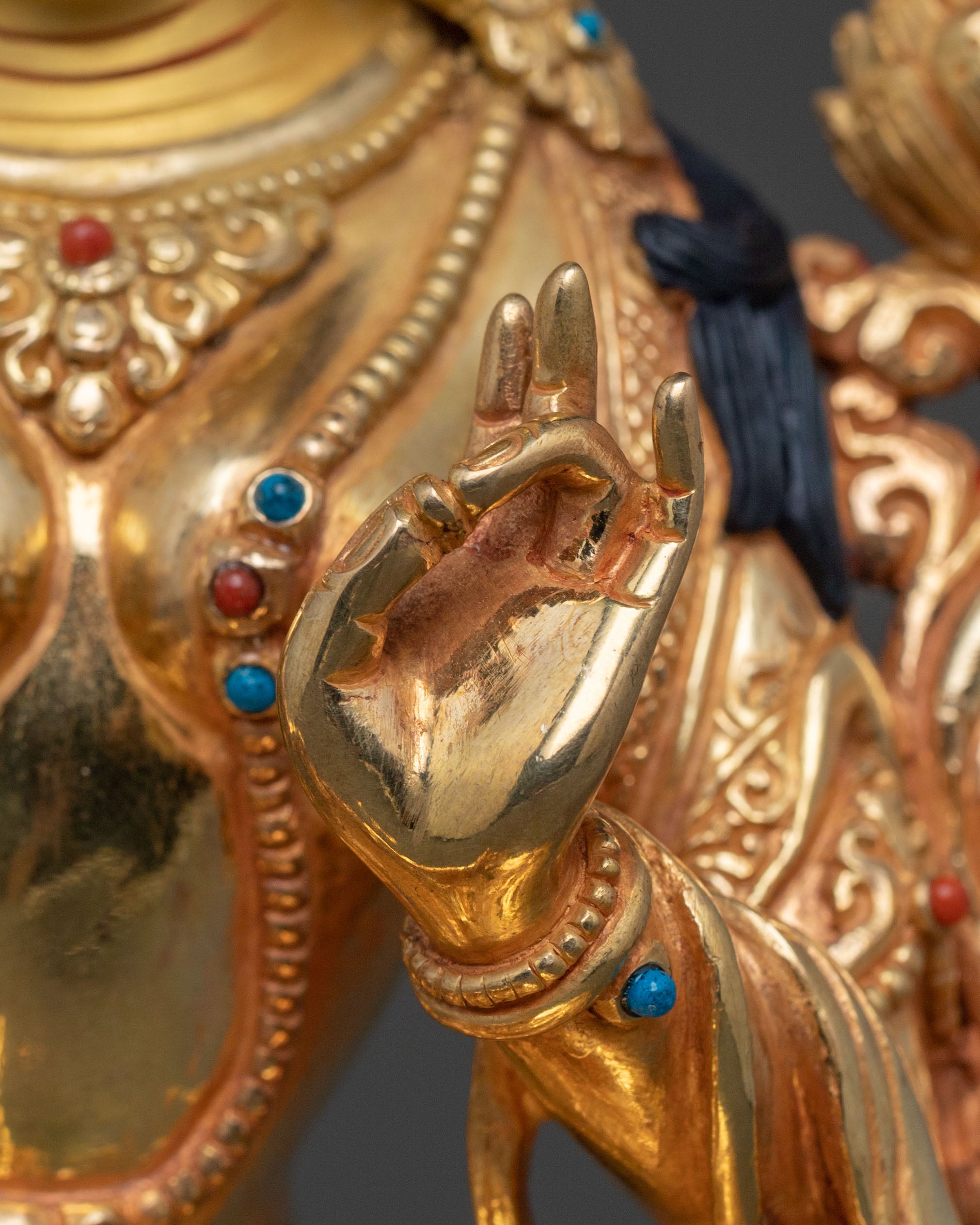 Green Tara Spiritual Altar Decor Statue in Radiant 24K Gold