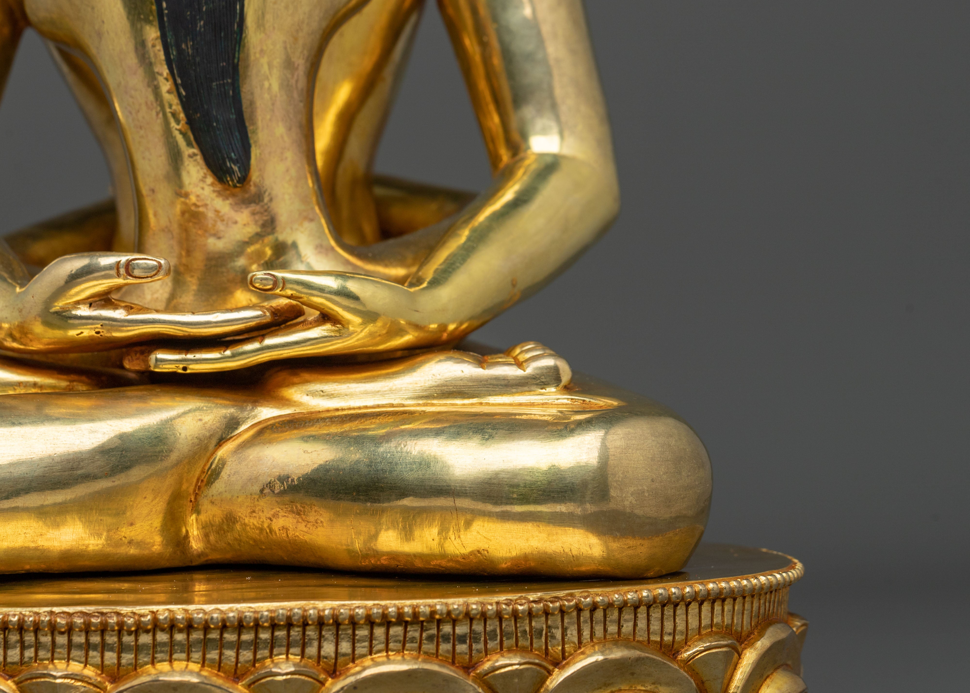 Samantabhadra Statue with Consort | 24K Gilded Copper Figurine
