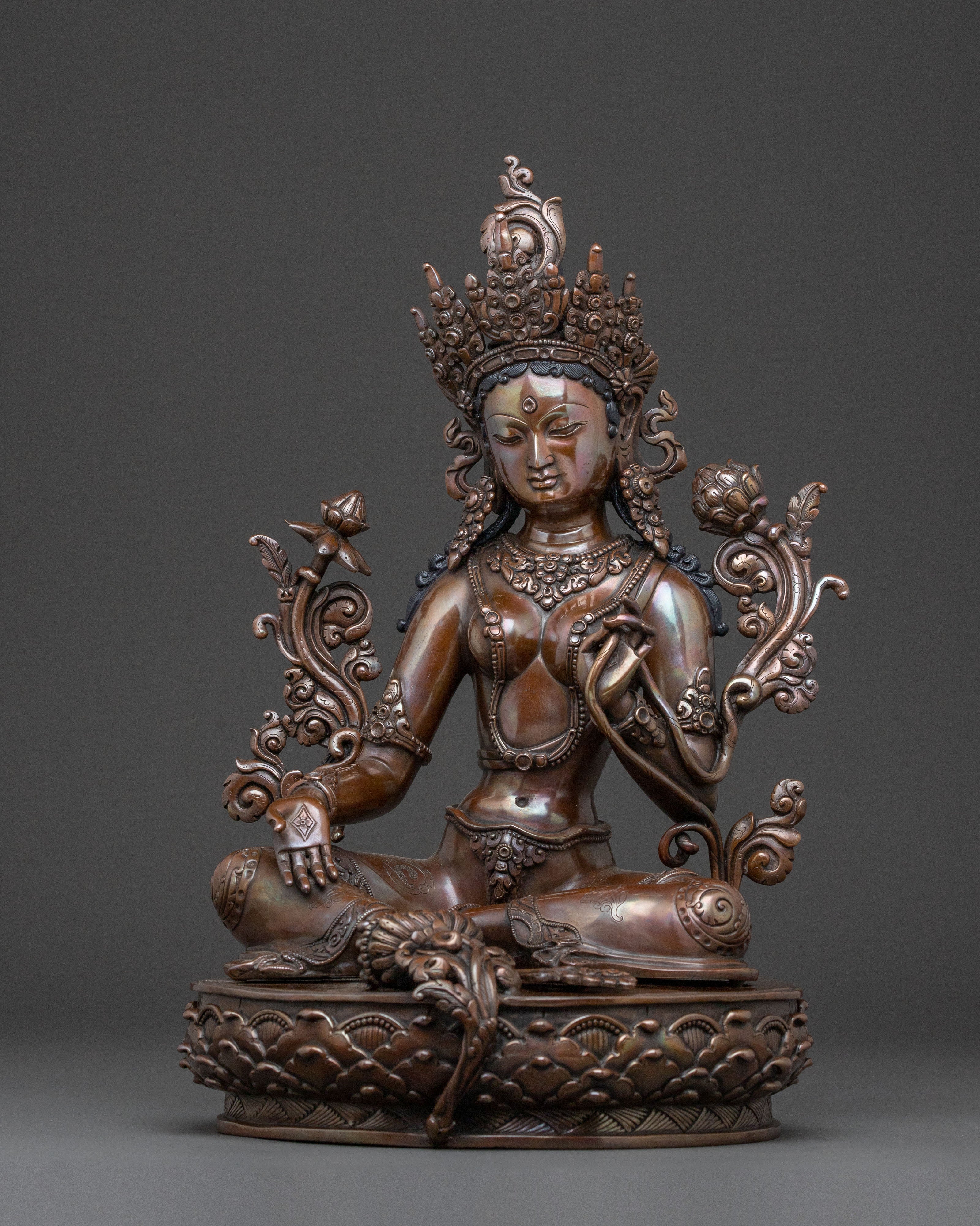 Savior Green Tara Traditional Statue for Rituals