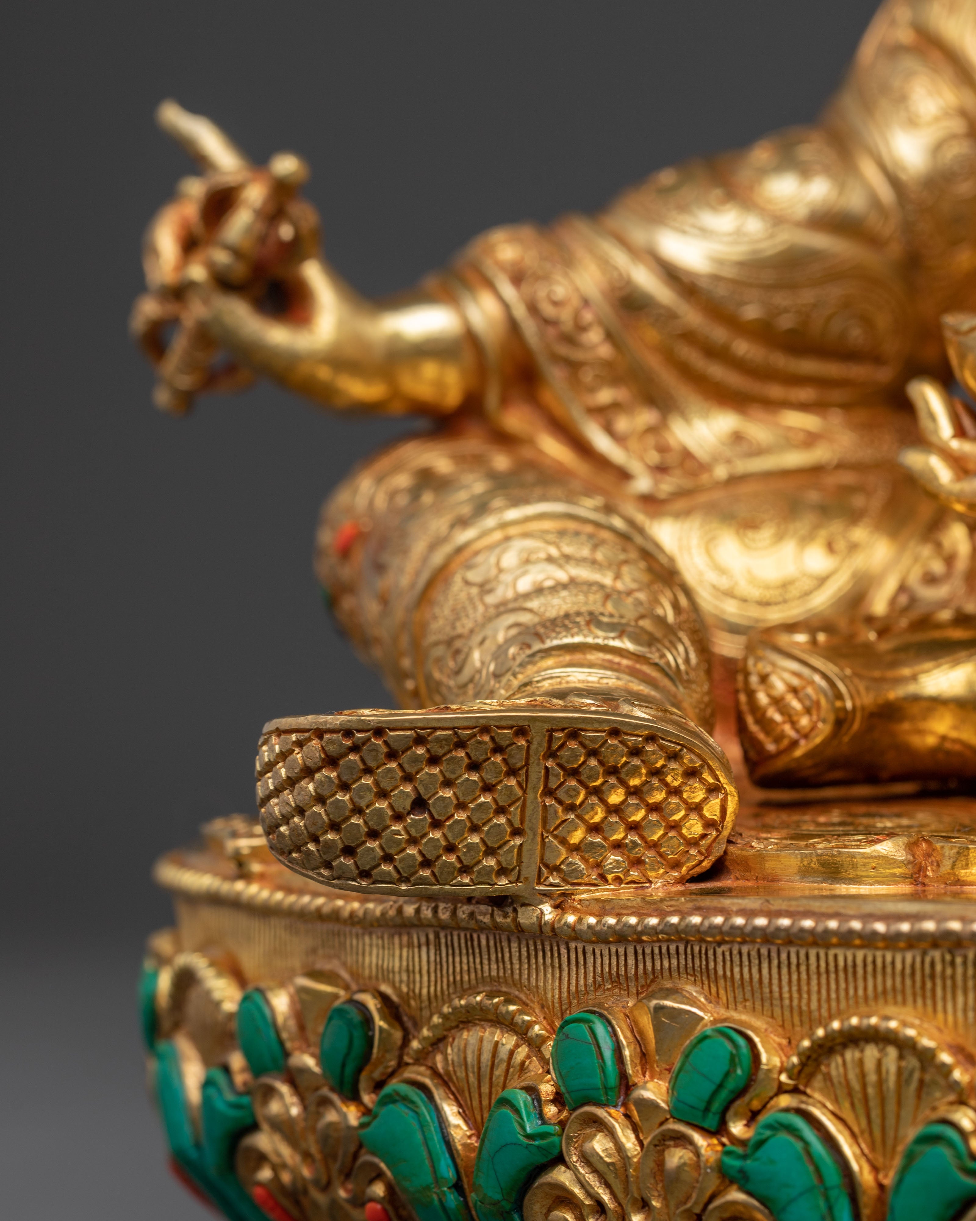 Handmade Golden Guru Rinpoche Statue | Precious Guru Padmasambhava