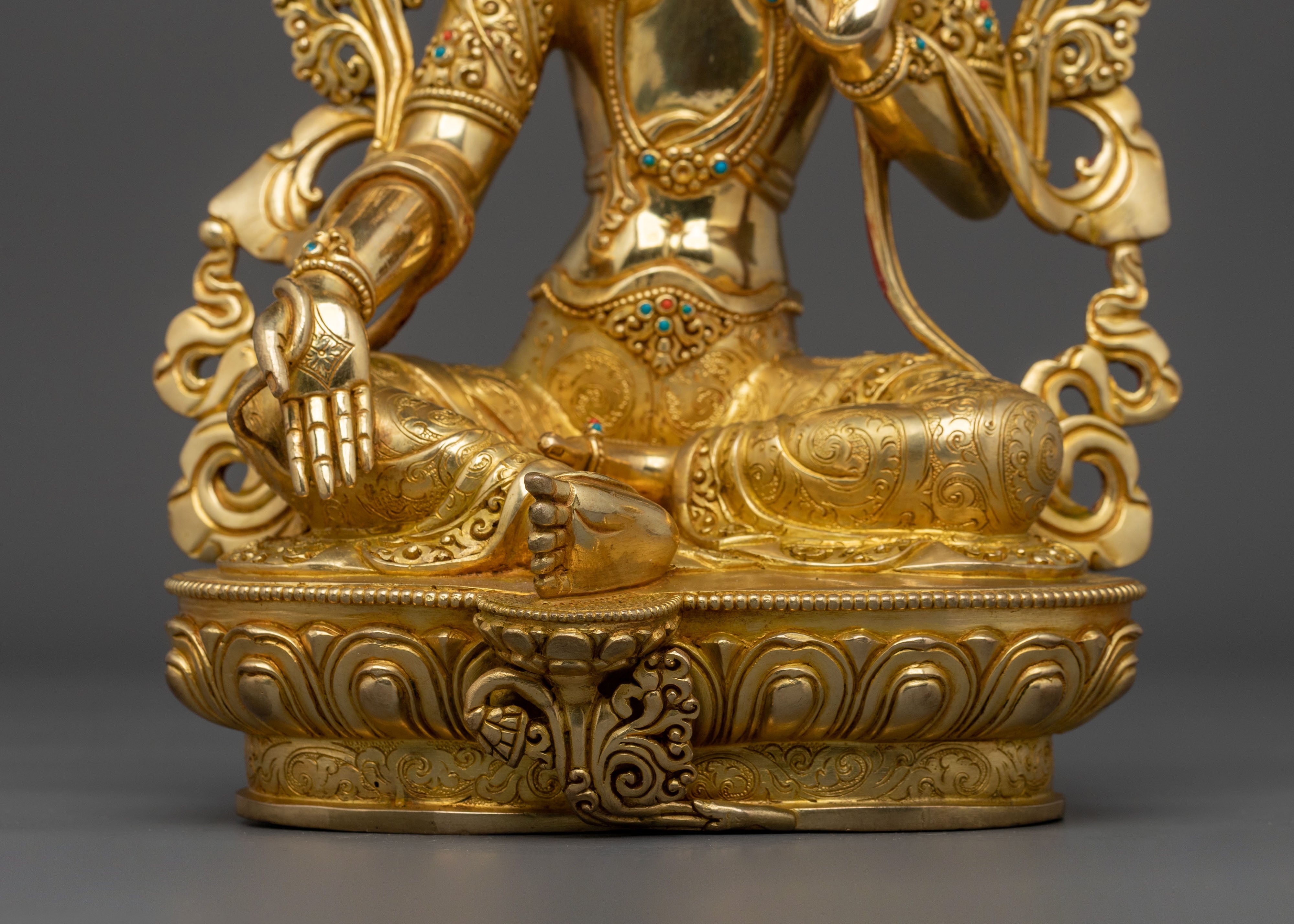 Traditional Tibetan 21 Tara Sculptures | 24K Gold Gilded Sacred Set