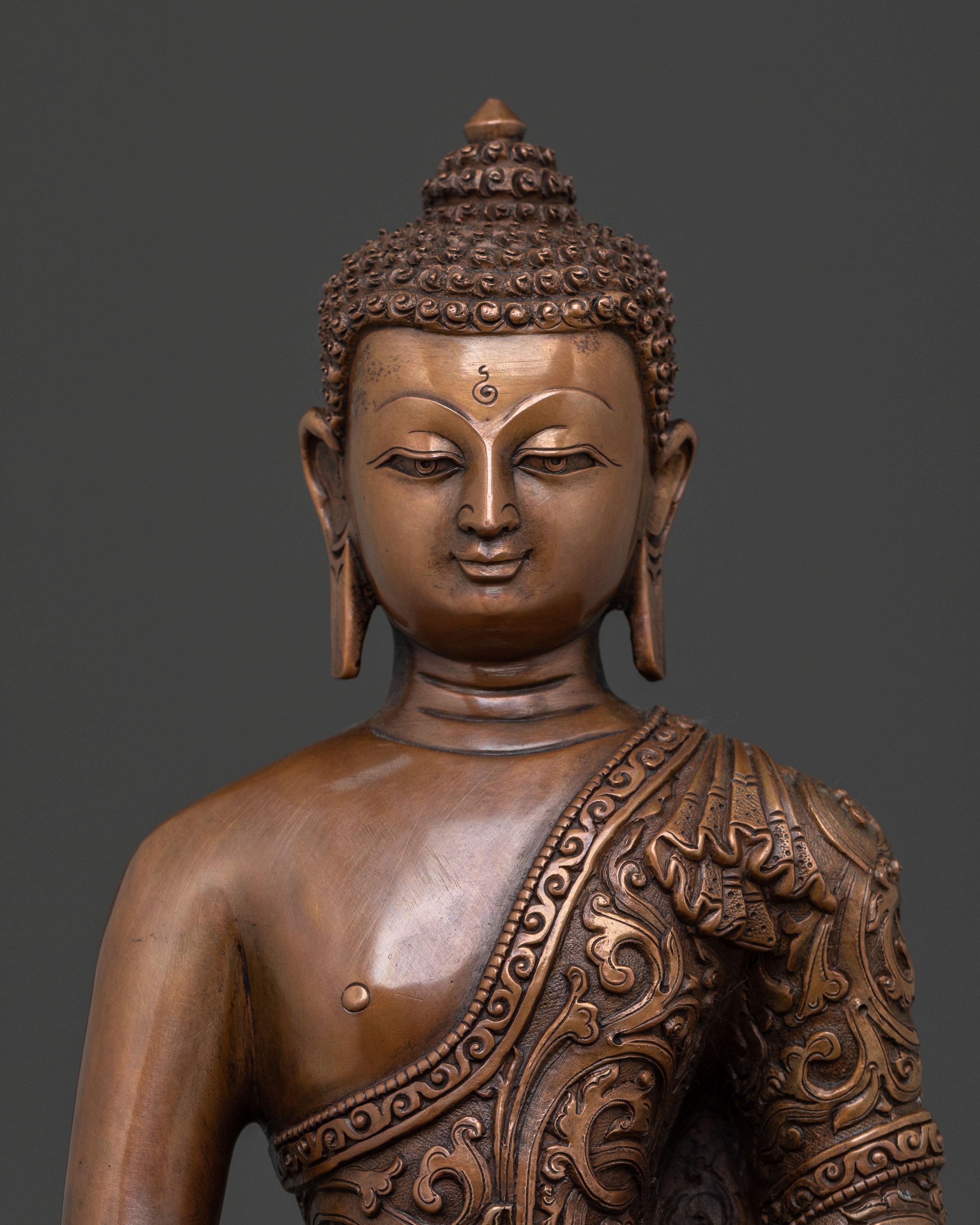 Amitabha Buddha Serene Compassion Statue in Oxidized Copper