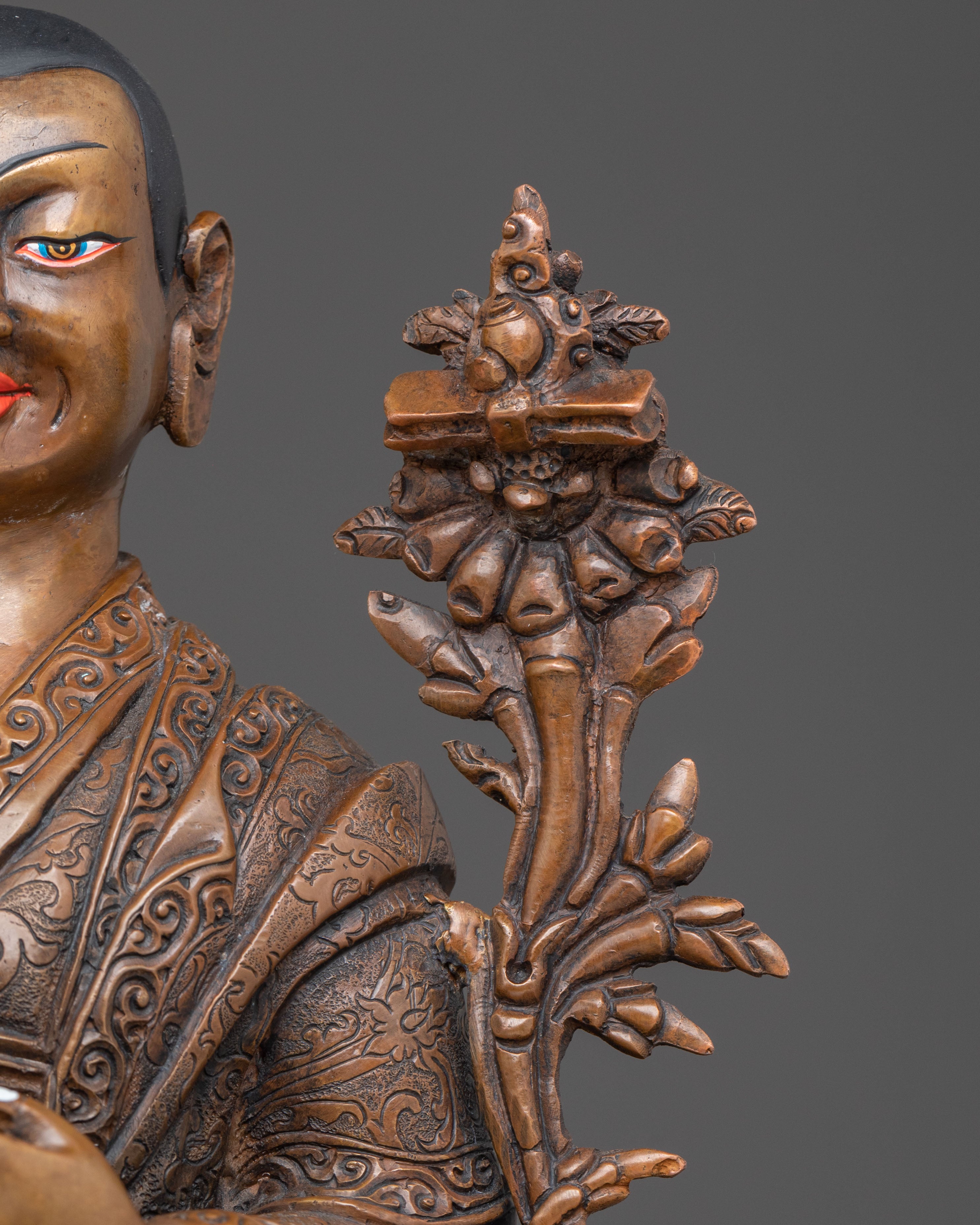 Oxidized Copper Tsongkhapa with Disciples Sacred Statue – Ancient Patina