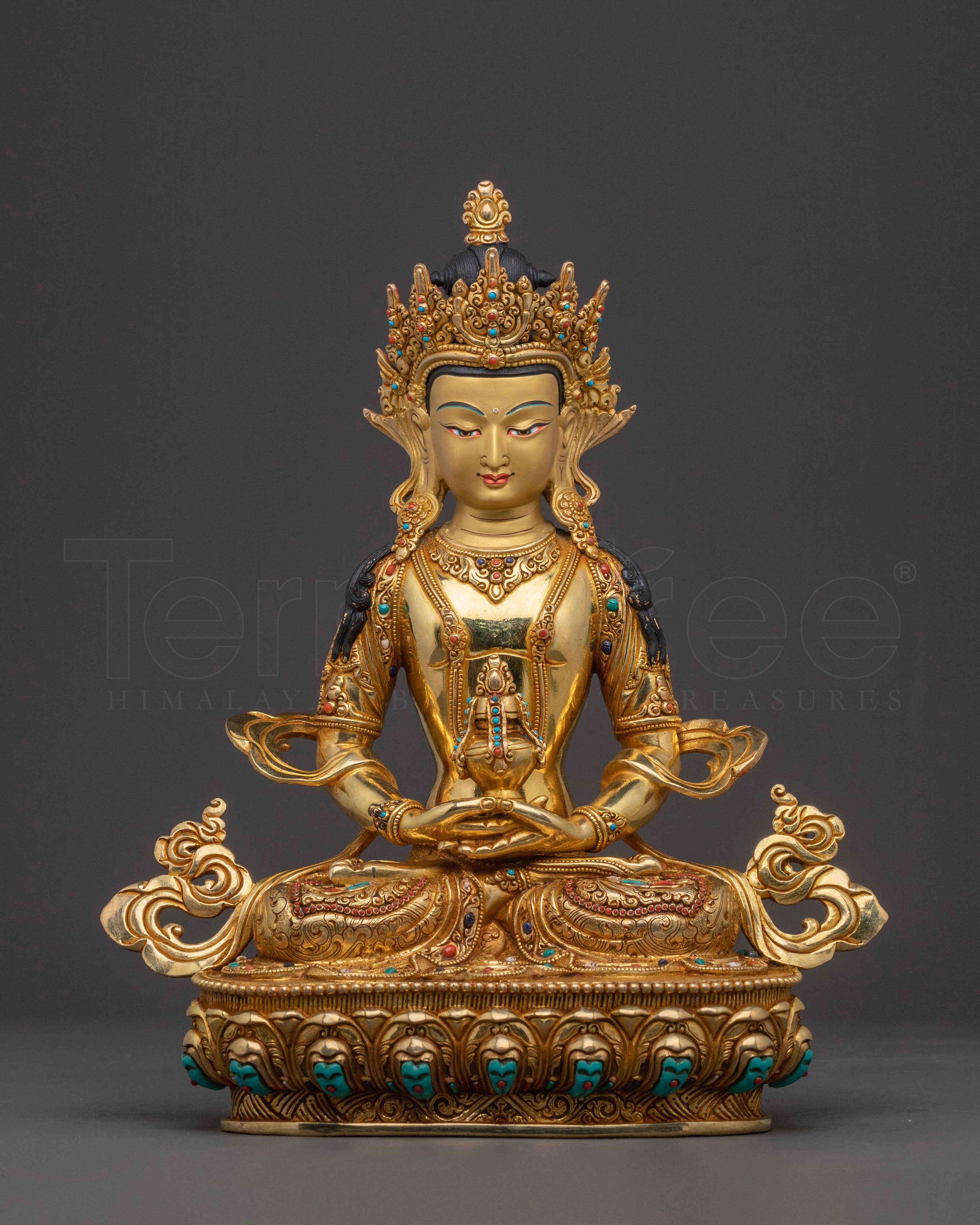 Amitayus Compassion and Healing Statue – 24K Gold Gilded