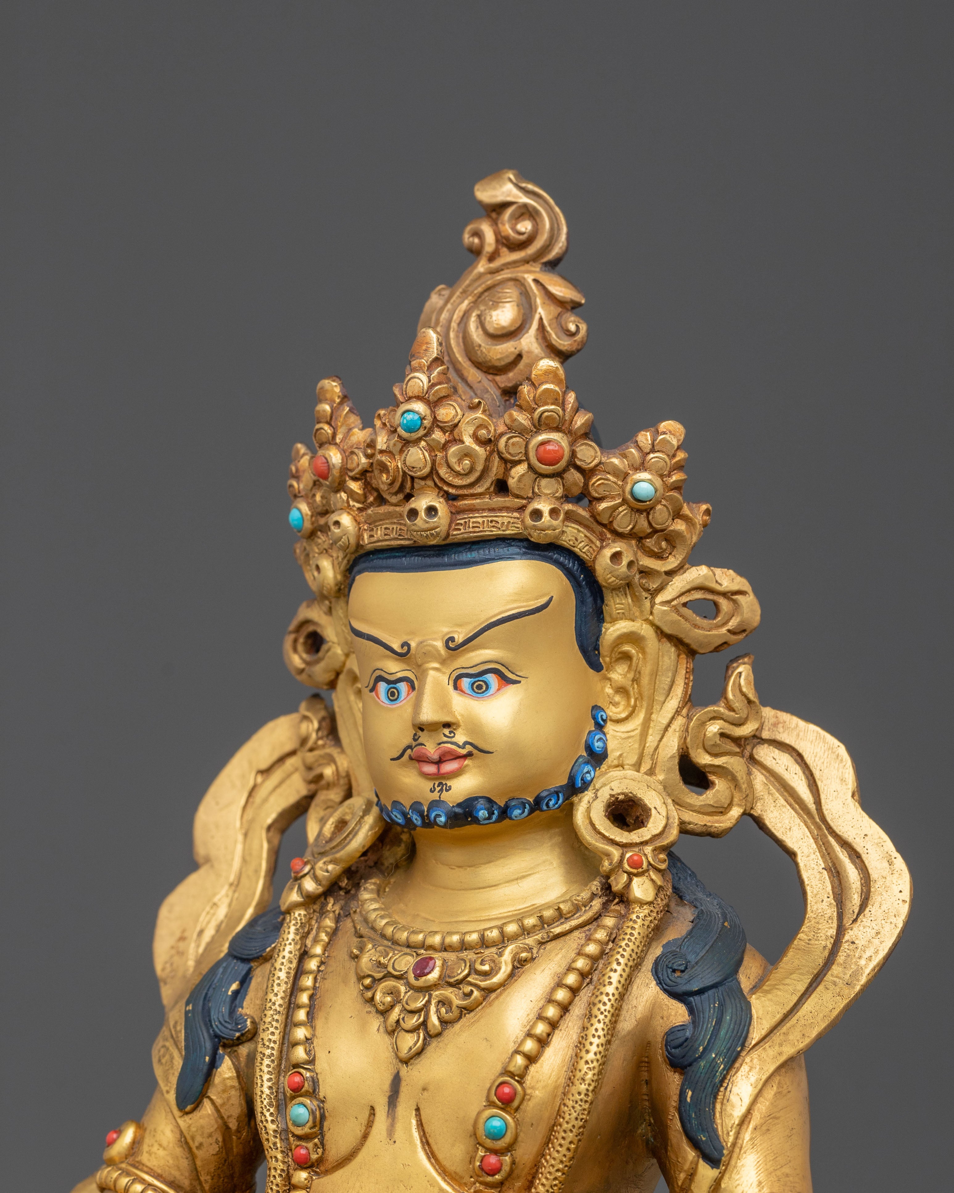 Jambhala Statue | Handcrafted Copper Gold Gilded Figurine