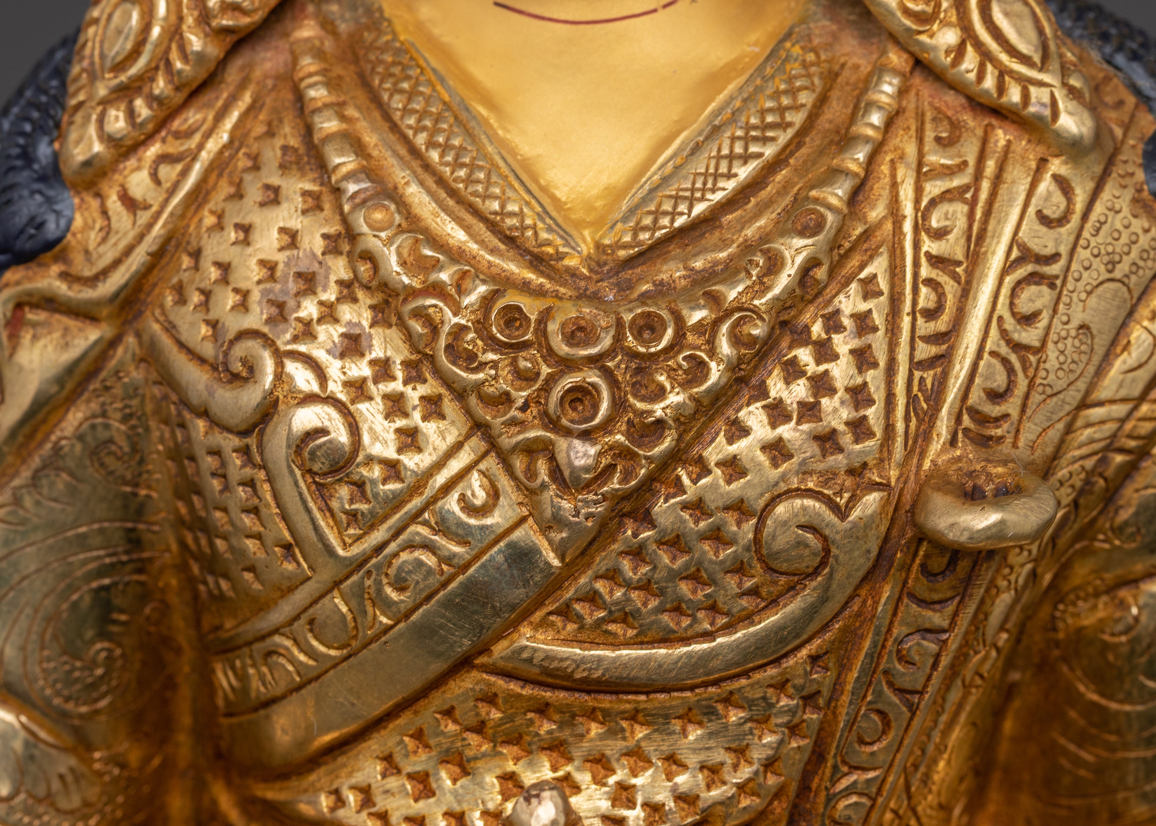 Handcrafted Golden Sculpture of Guru Rinpoche | Lotus-Born Master
