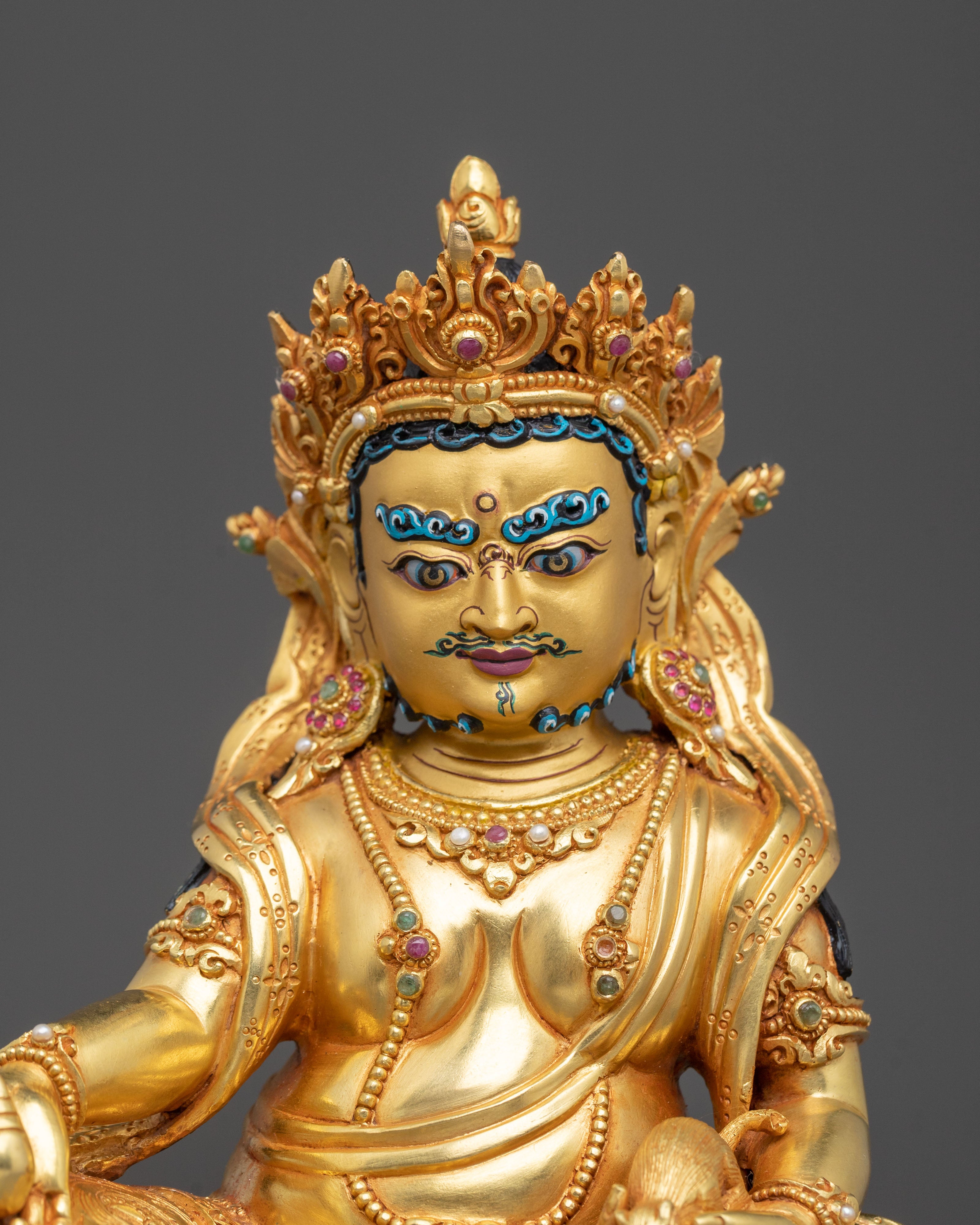 Dzambhala Lord of Prosperity Statue: 24K Gold Gilded