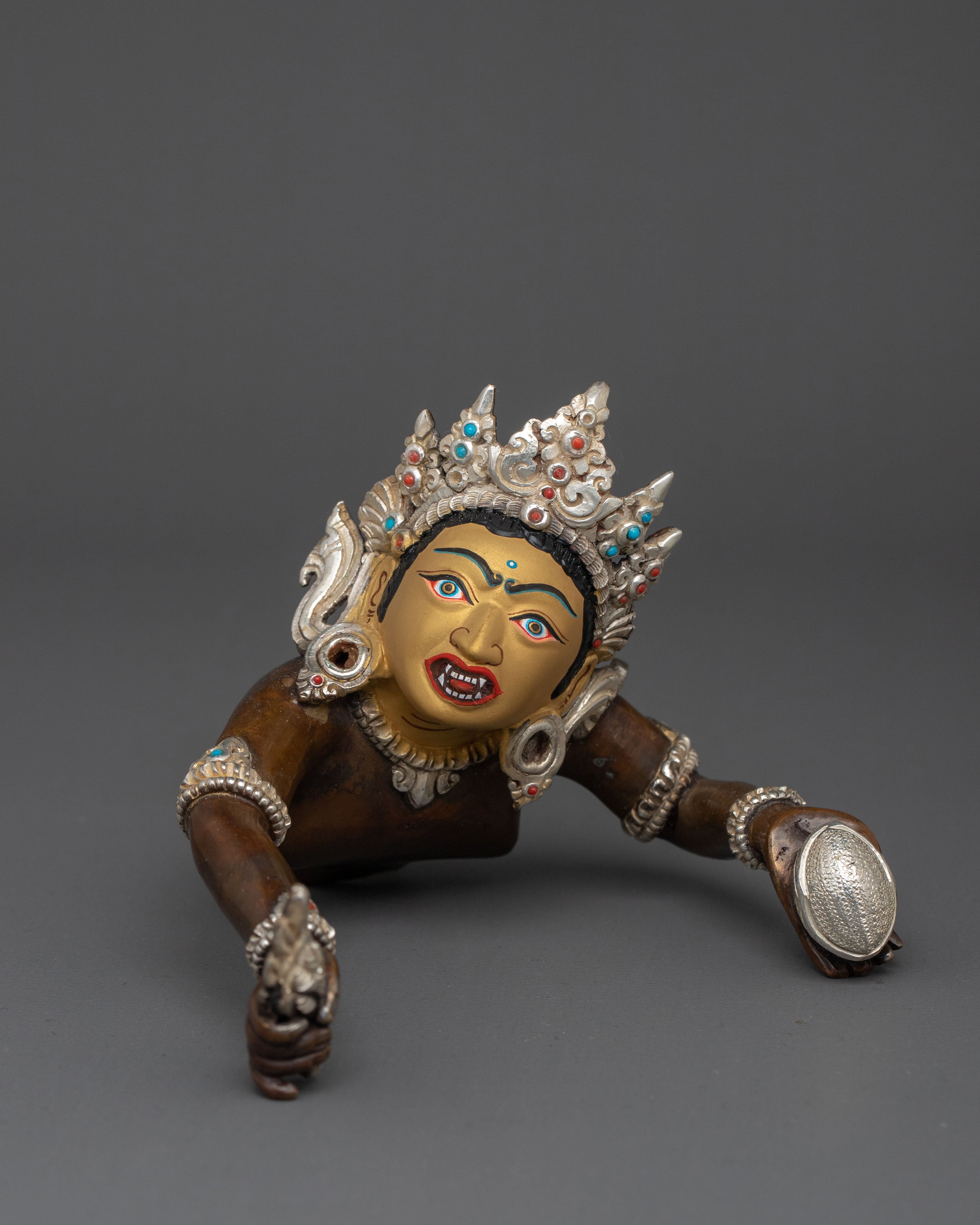 Handmade Green Dzambhala Statue | Altar Home Decor