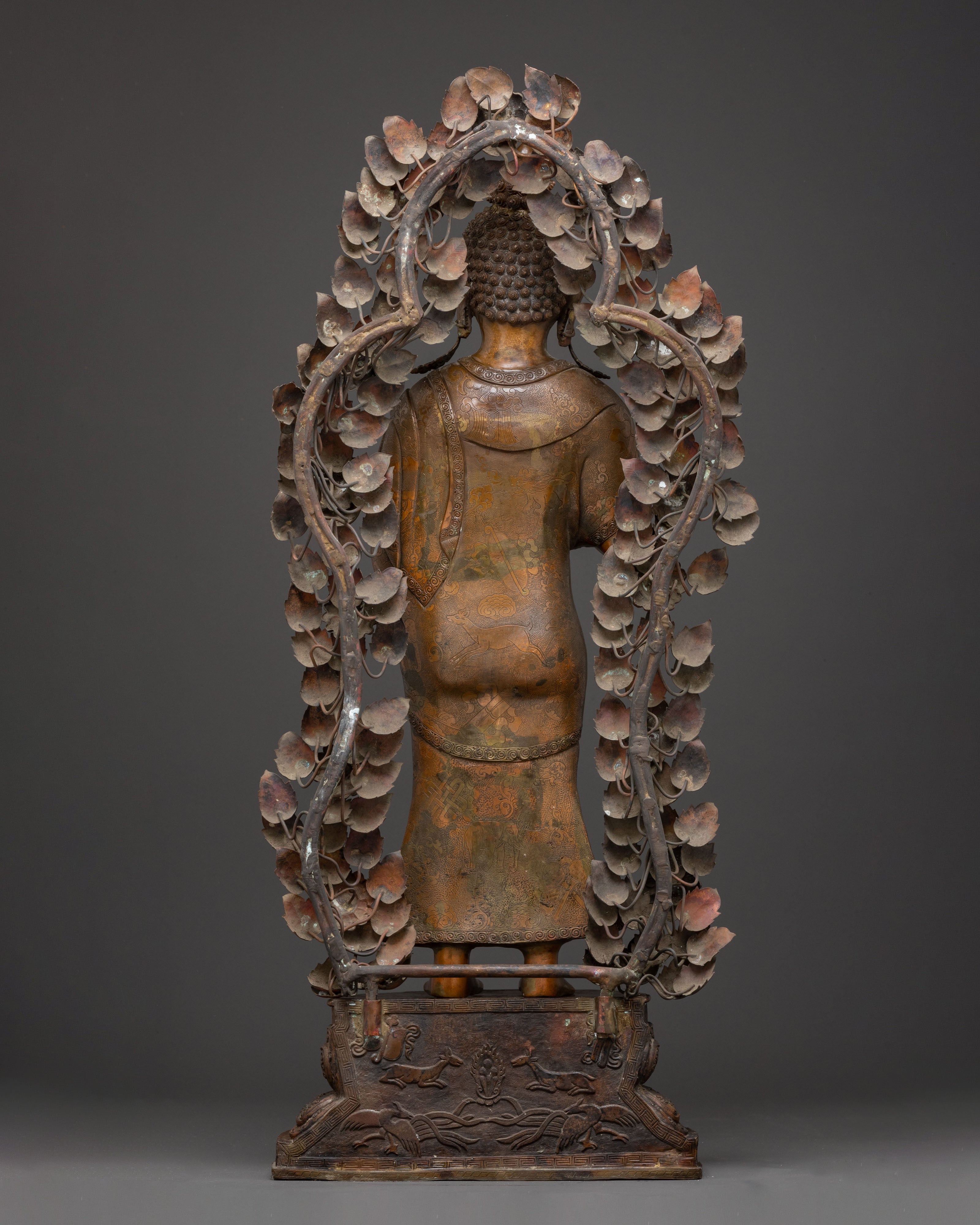 Handcrafted Copper Dipankara Buddha Statue with Antique Finish