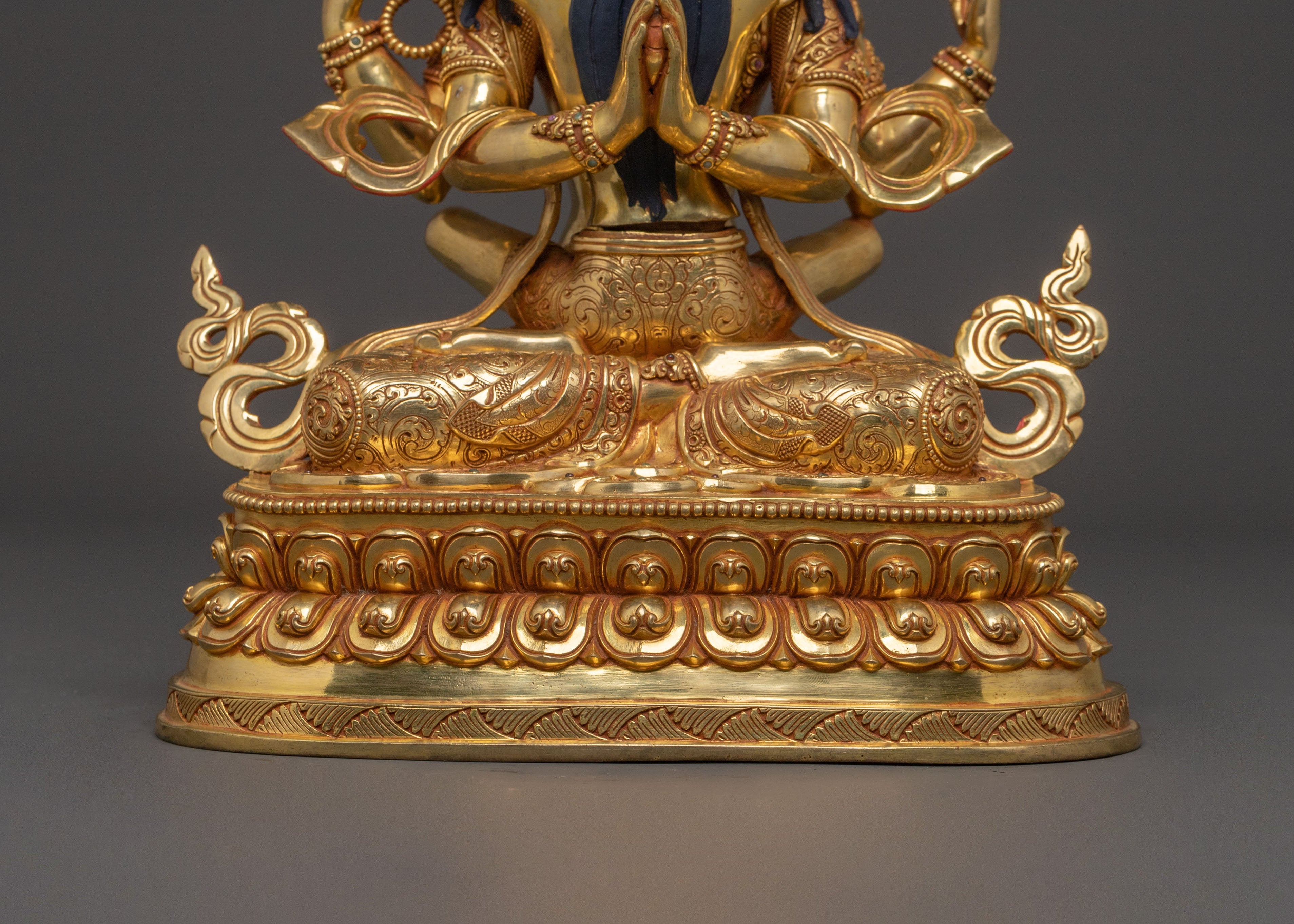 Chenrezig Golden Statue With Consort | Blessing Icons