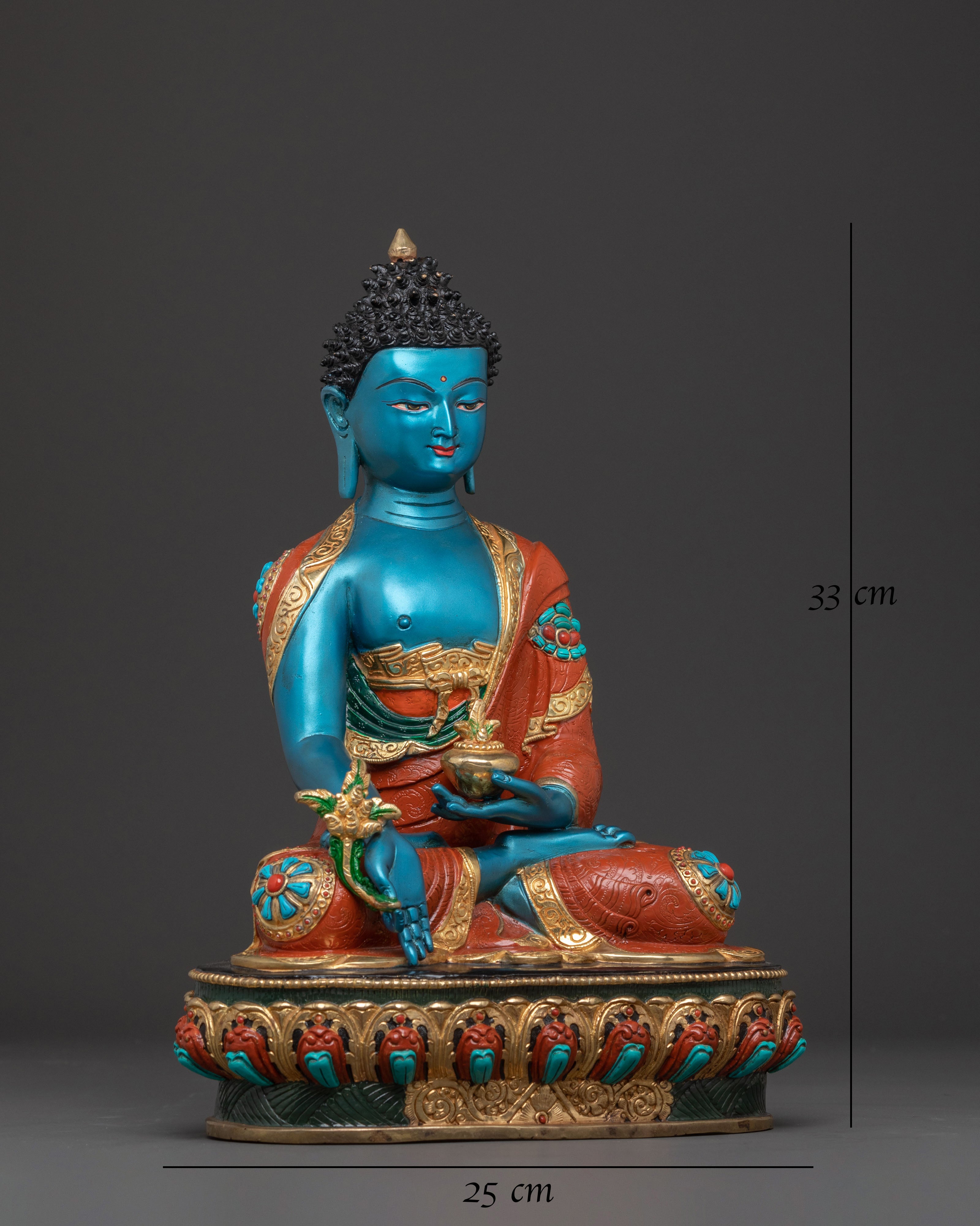 Medicine Buddha Handcrafted Sacred Statue | 24K Gold Gilded Statue