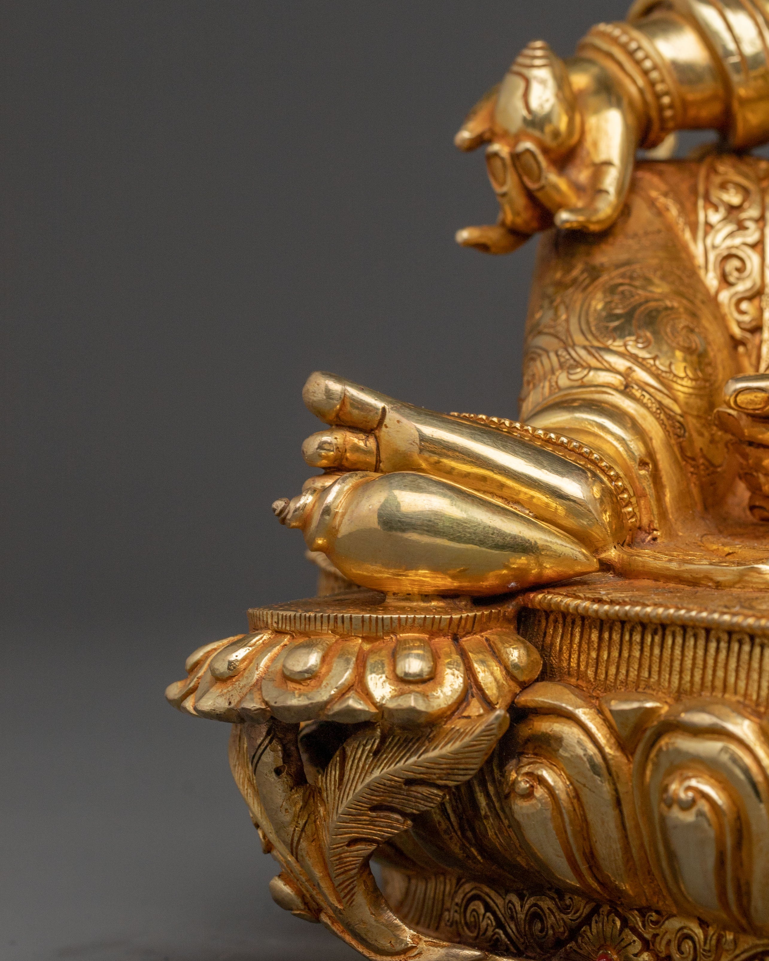 24k Gold Gilded Dzambhala Copper Statue – Prosperity Embodied