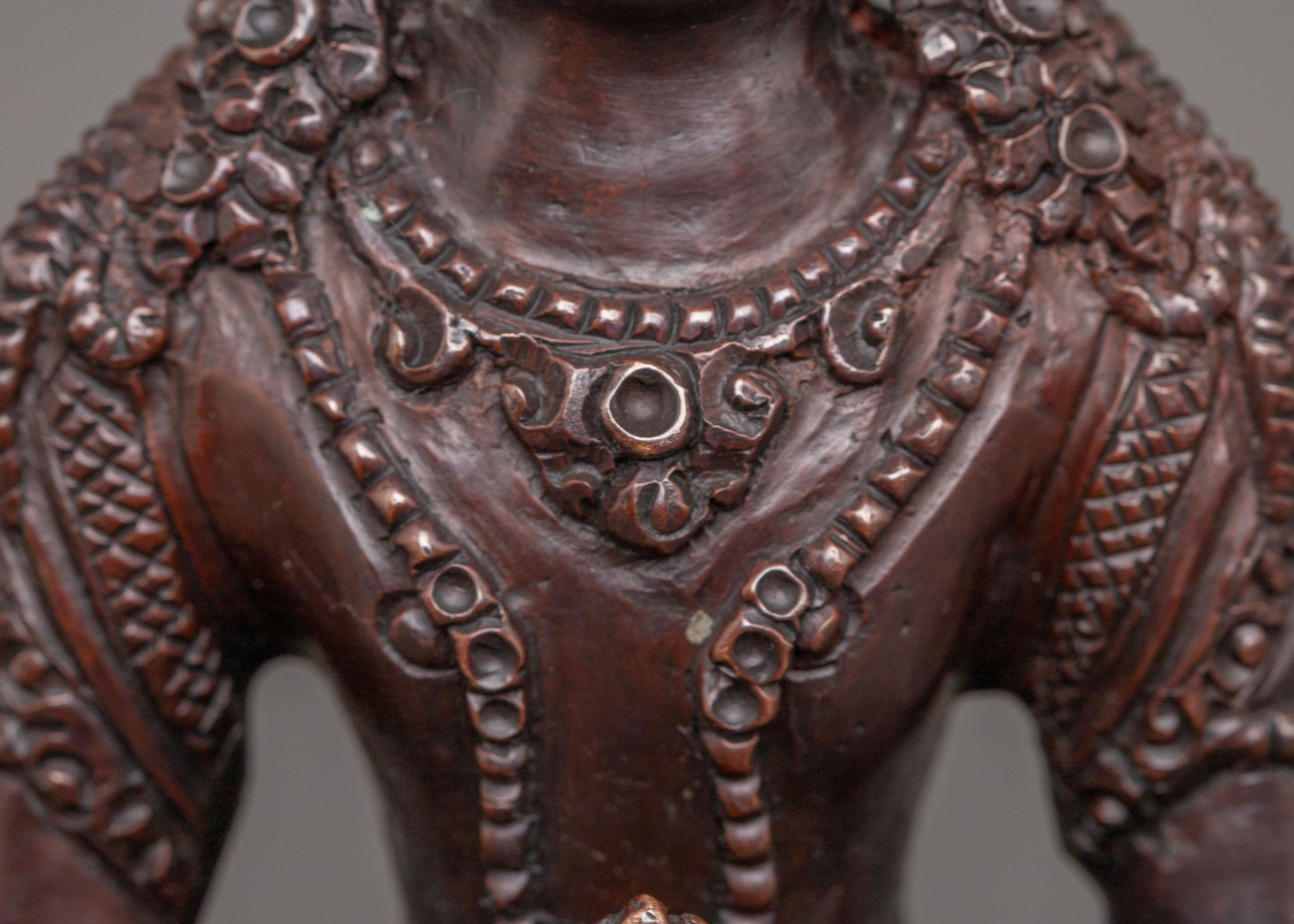 Handmade Amitayus Oxidized Copper Statue | Buddha of Infinite Life