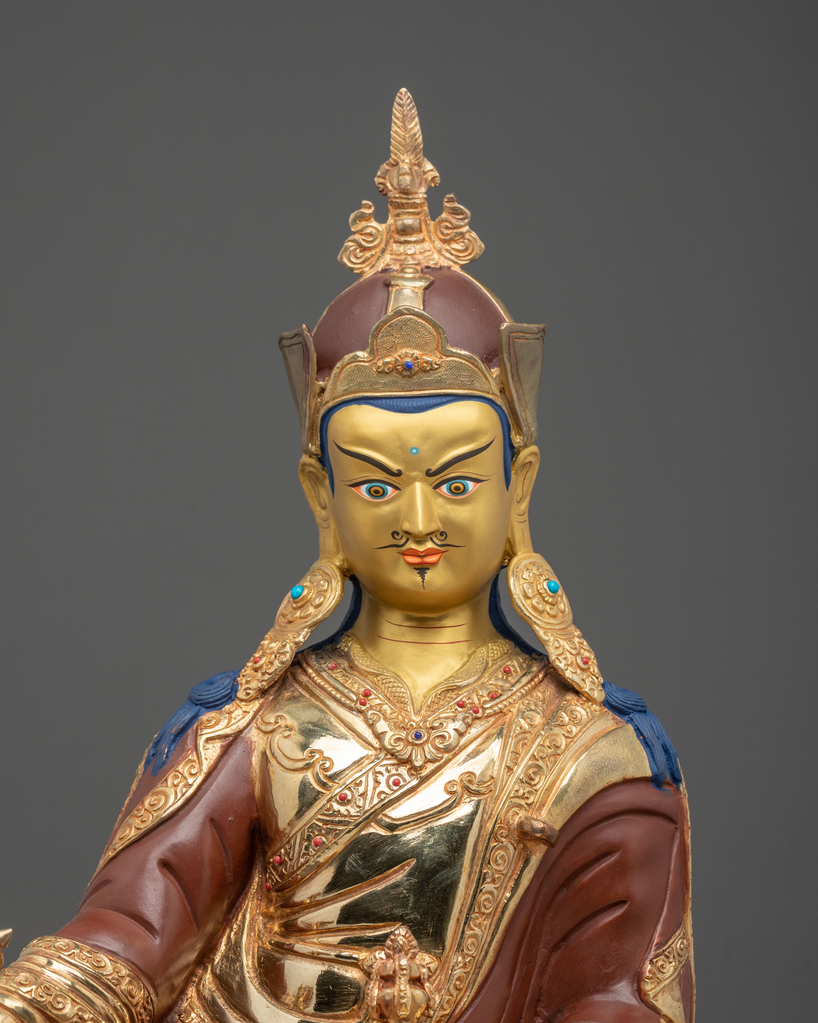 Buddha Dharma Sangha: Oxidized Copper Buddha Statue Set