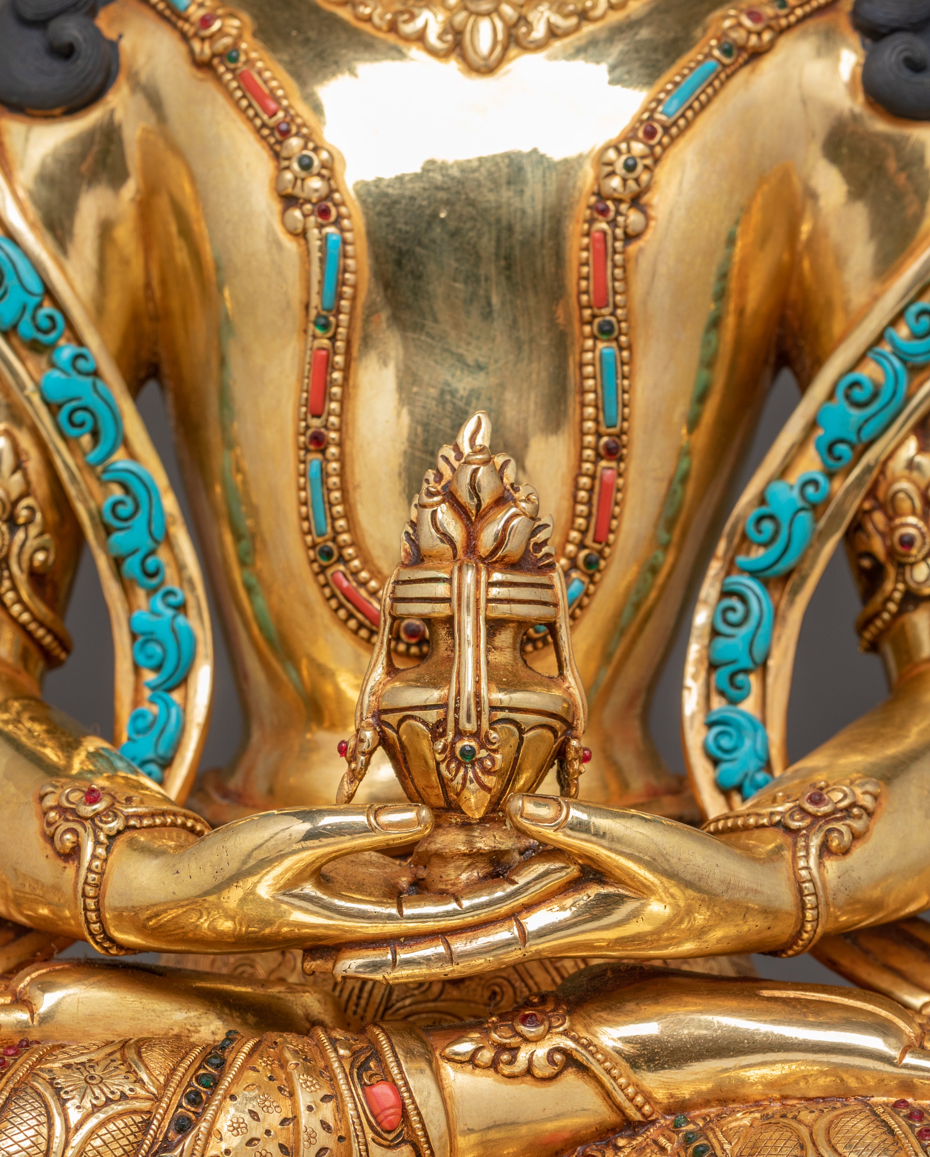 Golden Handmade Bodhisattva Set Statue | Sacred Buddhist Altar Display