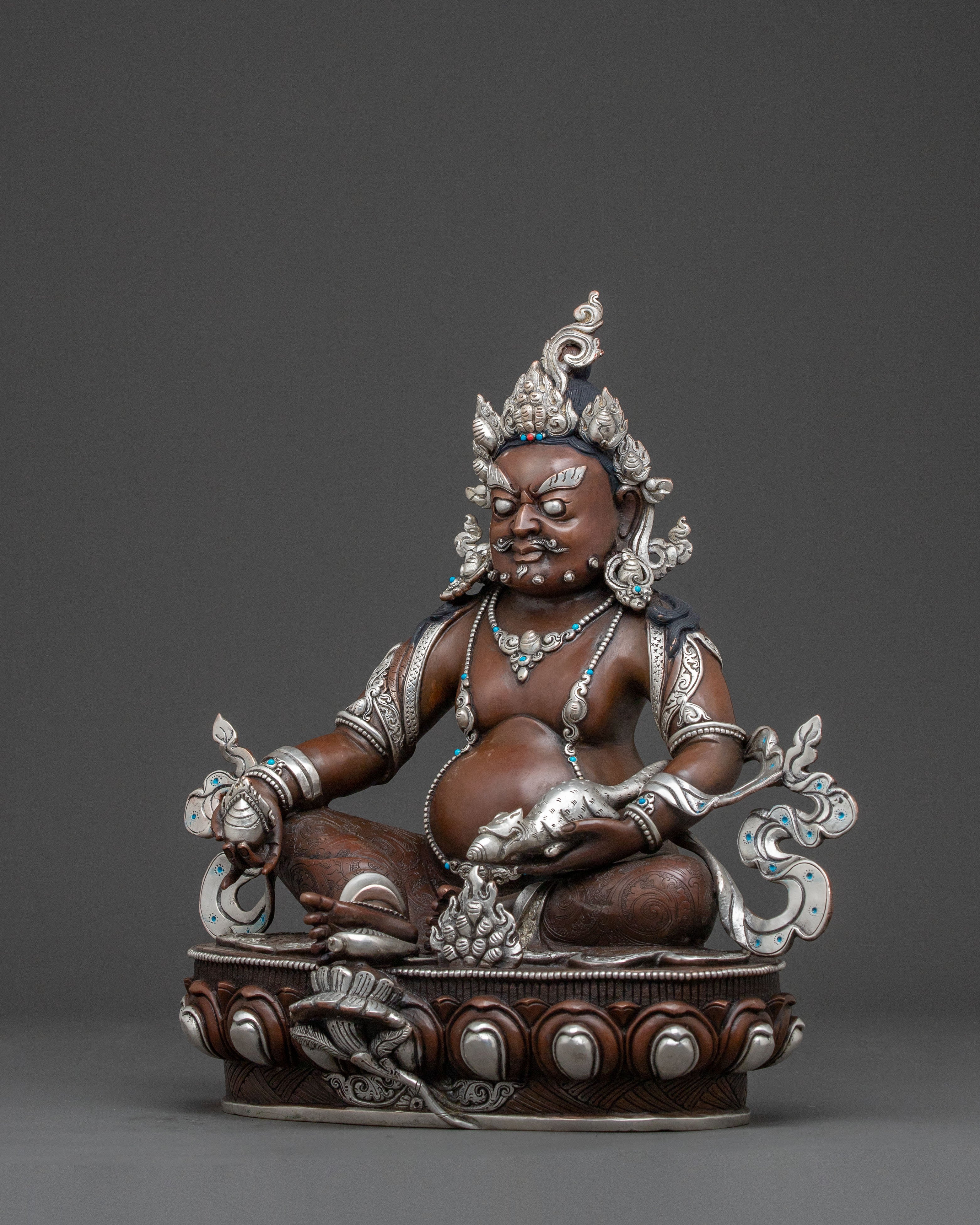 Sacred Dzambhala Statue | Silver-Plated Statue