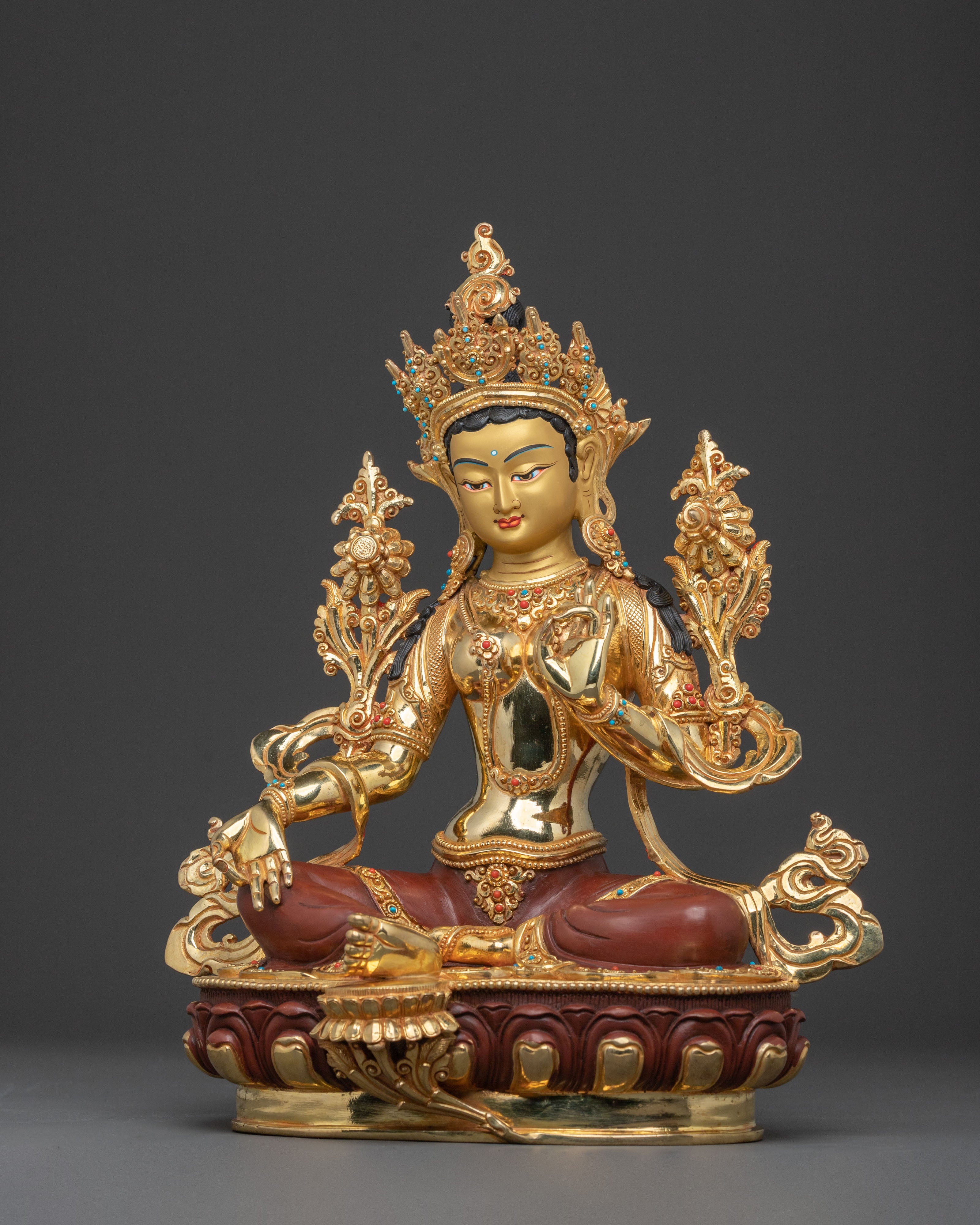 Green Tara Meditation Statue | Handcrafted Serenity