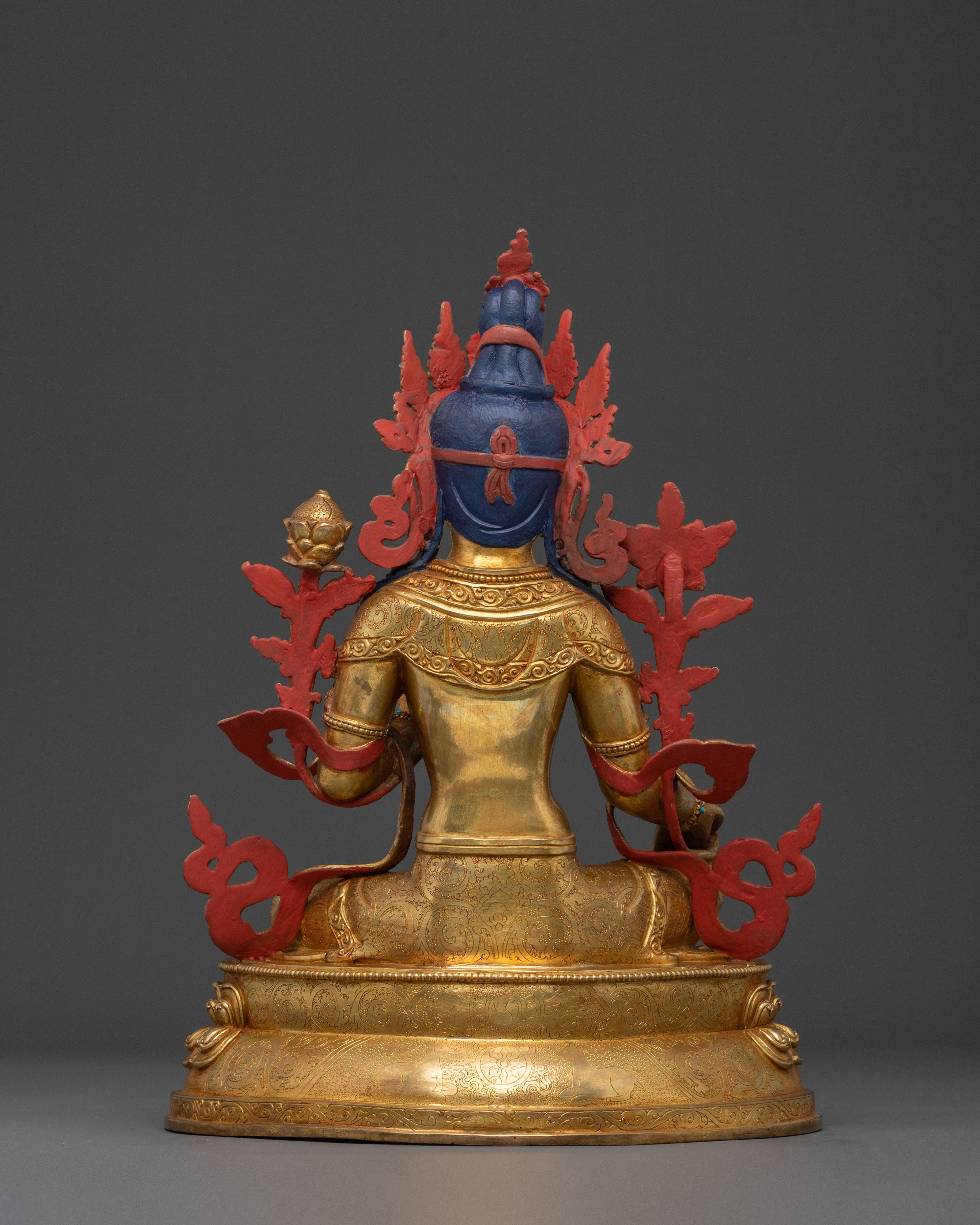 Green Tara Blessing Statue with 24K Gold Glided