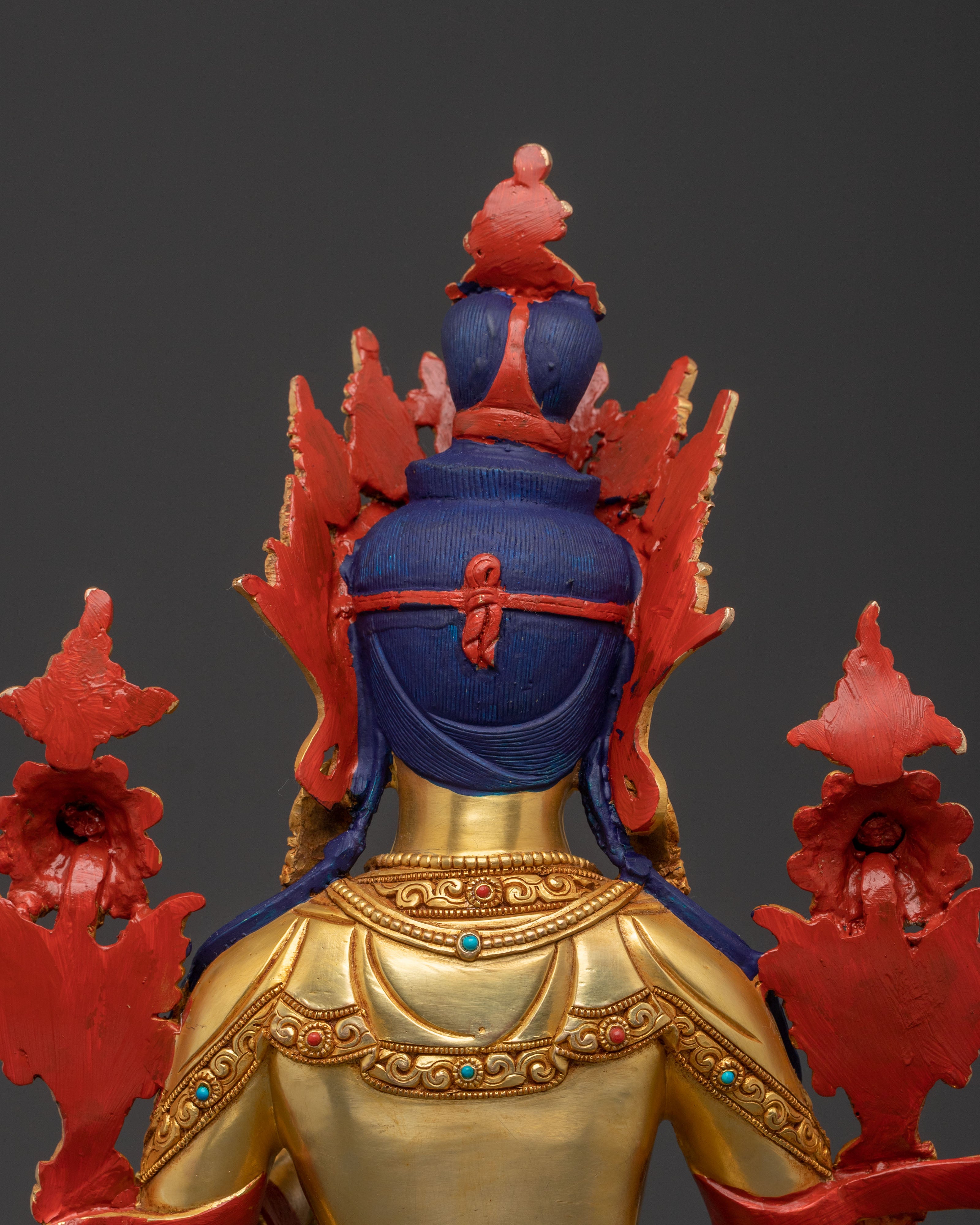 Sacred White Tara Figure | 24K Gold Gilded Statue