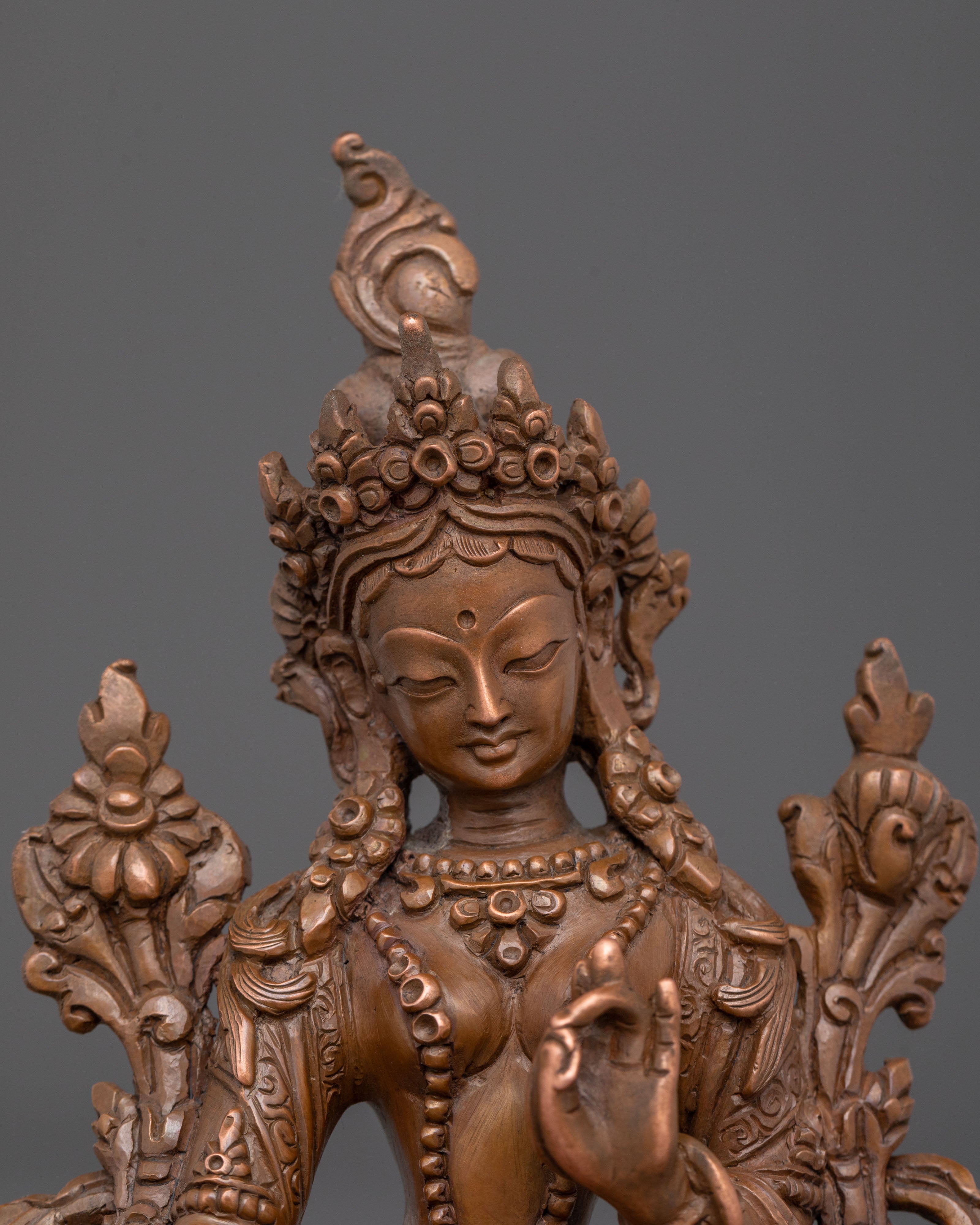 Green Tara Oxidized Copper Figurine | Serene Devotion