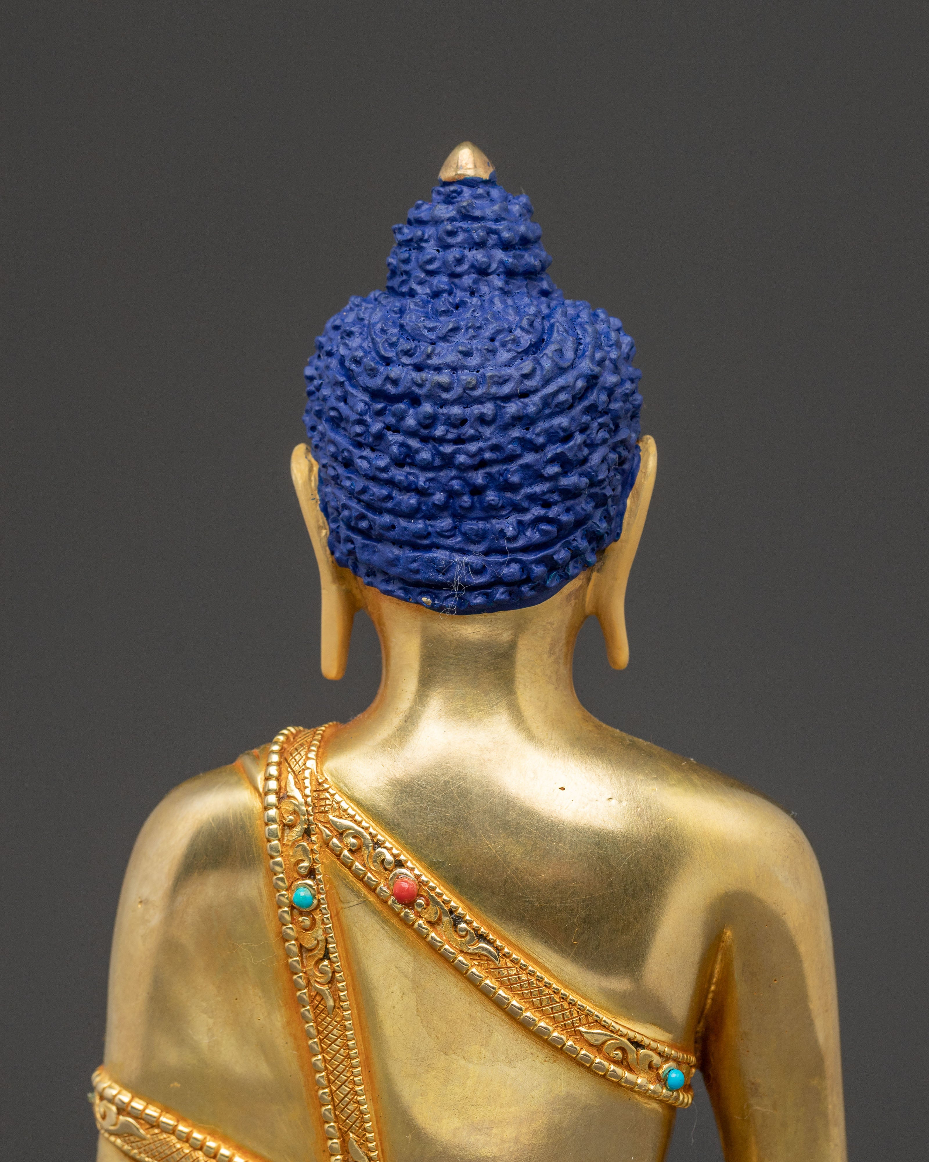 Enlightened Shakyamuni Buddha Sacred Sculpture – Hand-Gilded Serenity