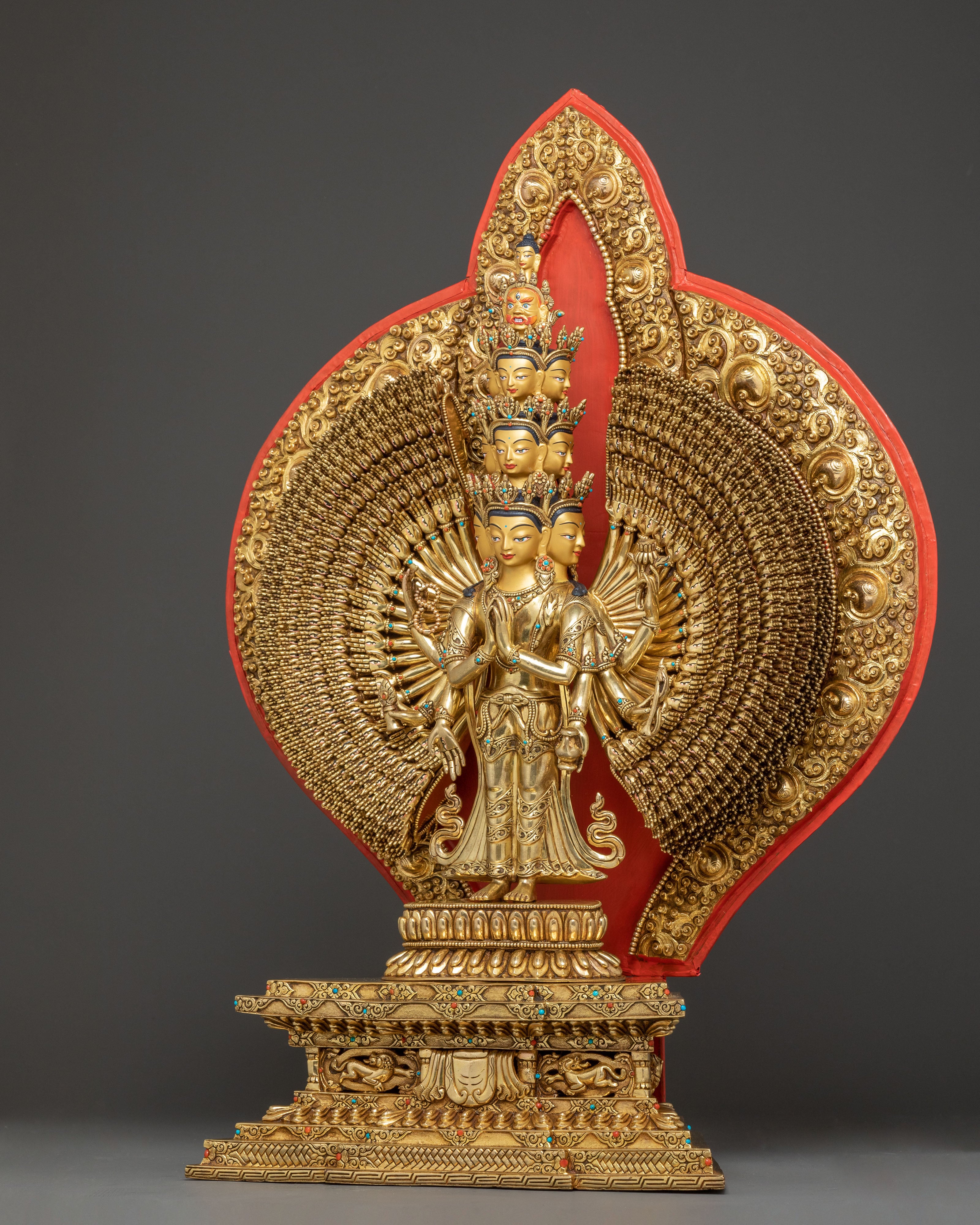 Thousand Armed Chenrezig Copper Sculpture | Compassionate Bodhisattva