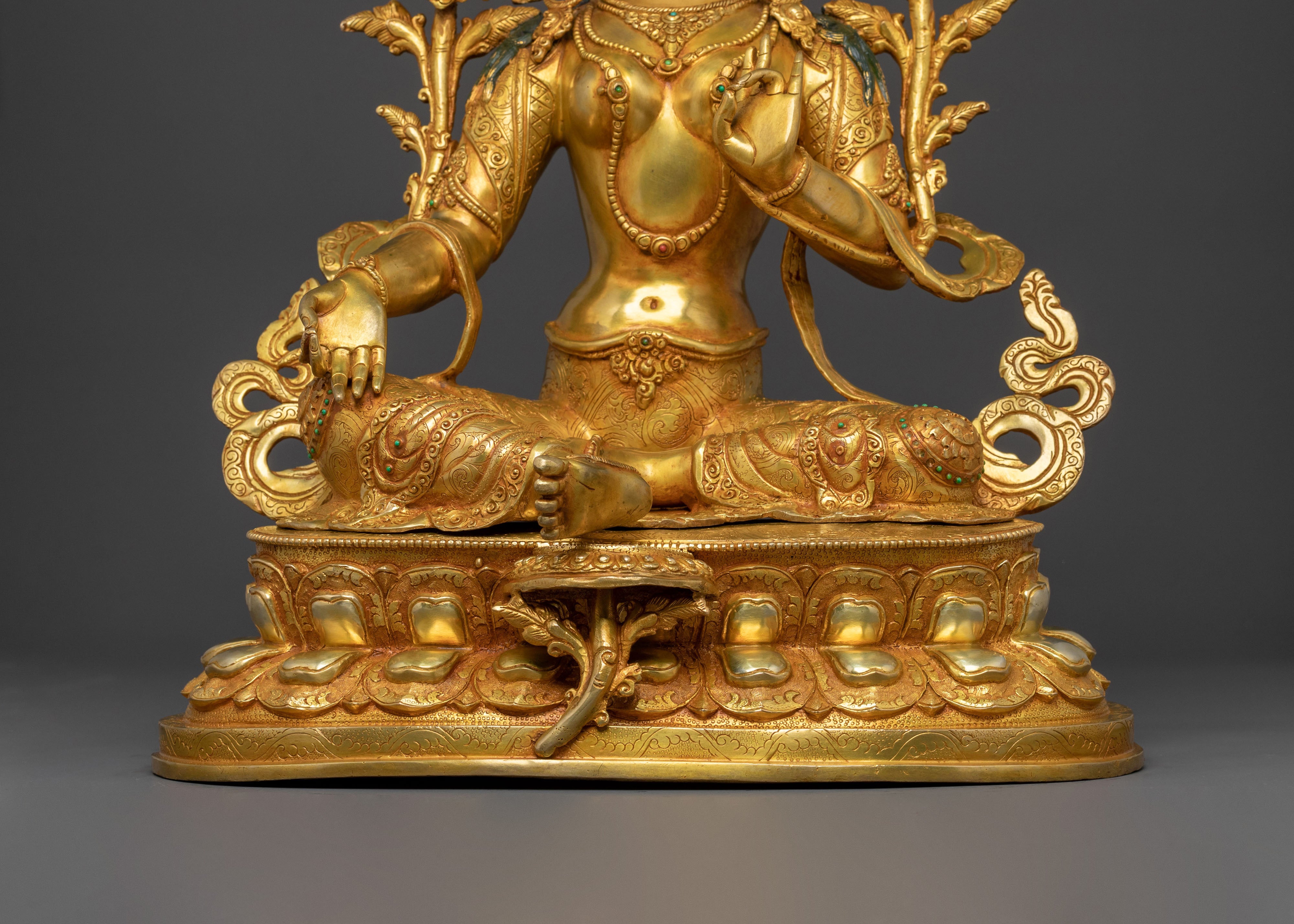 Green Tara Golden Statue | Spiritual Guardian
