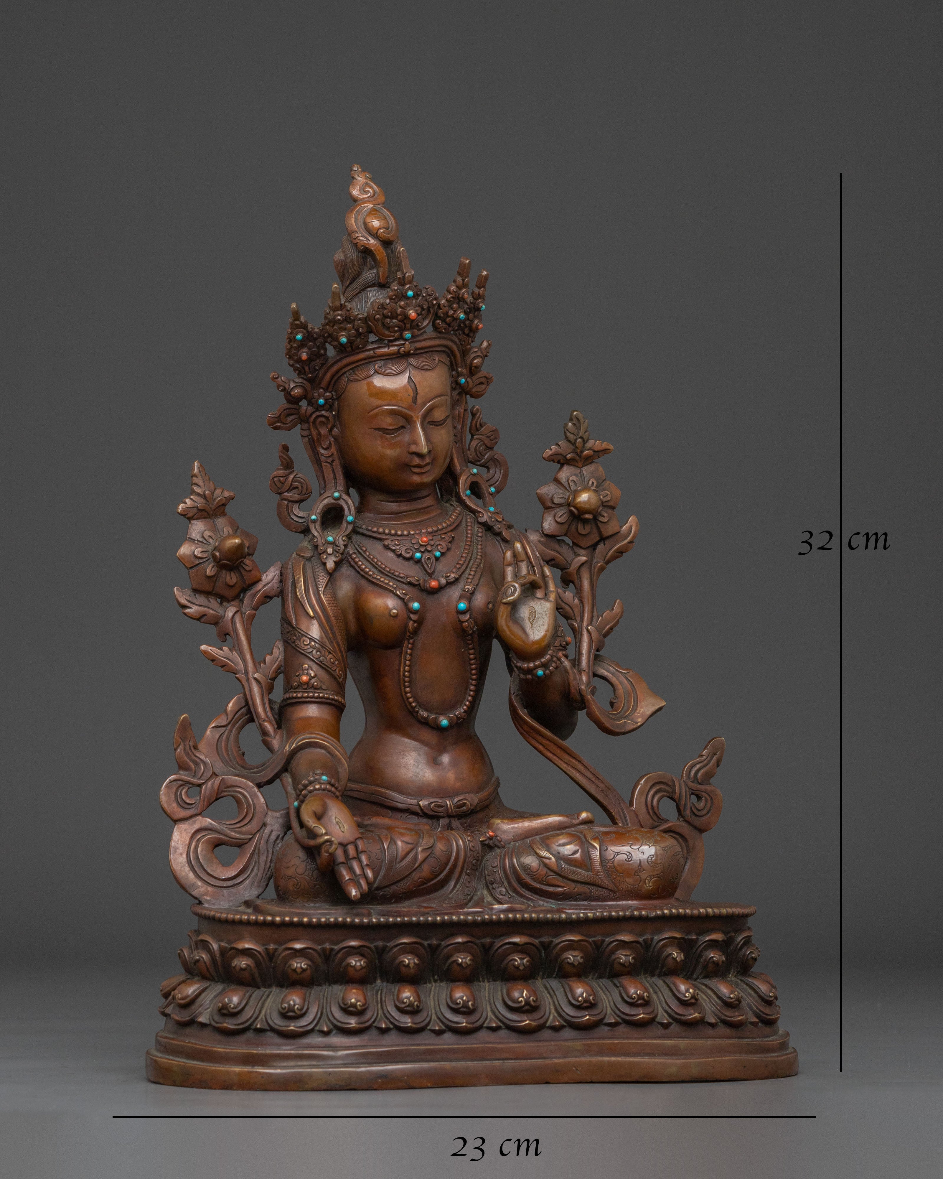 White Tara Oxidized Copper Statue | Healing Goddess