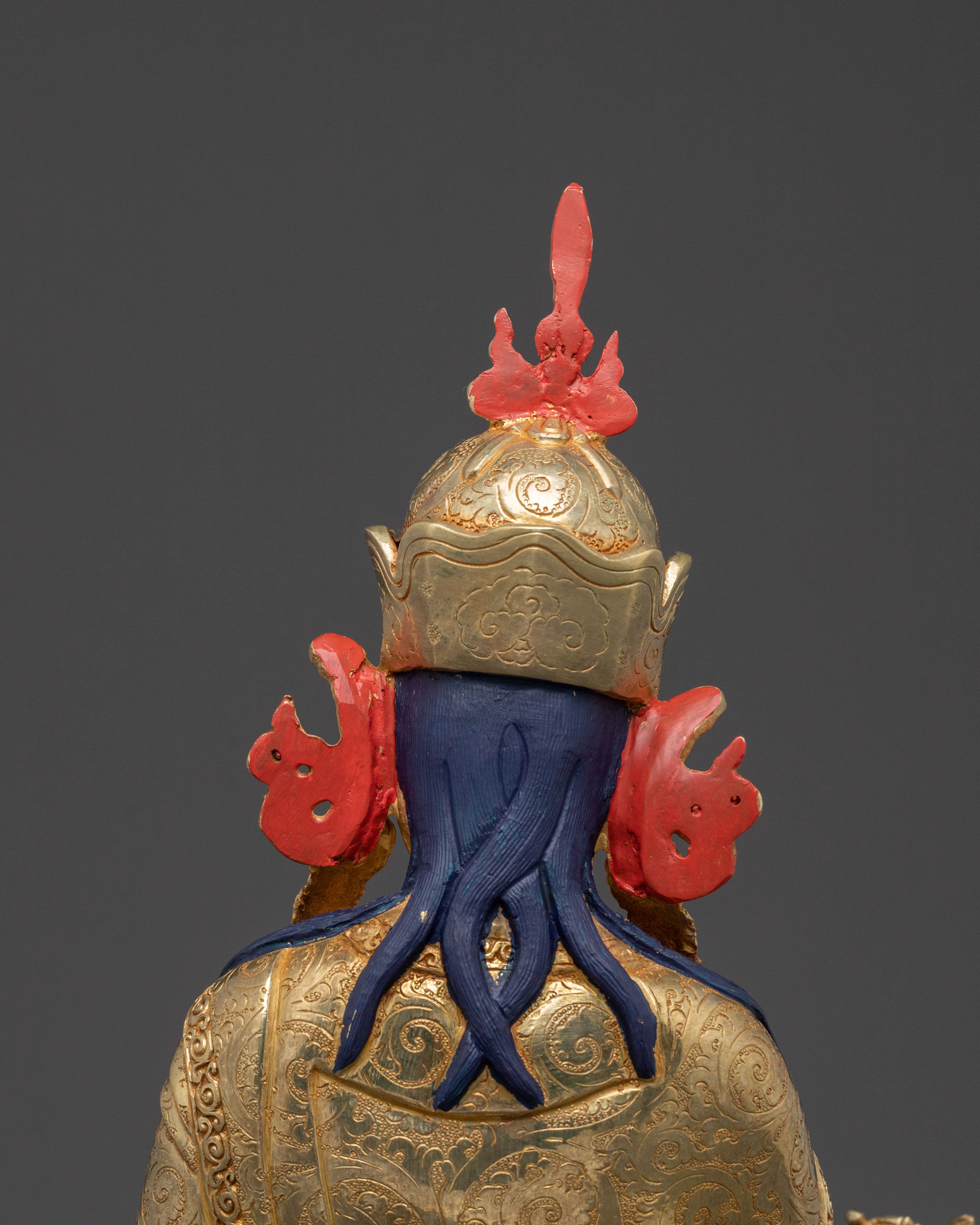 Guru Rinpoche Spiritual Protector Statue: 24K Gold Gilded Statue