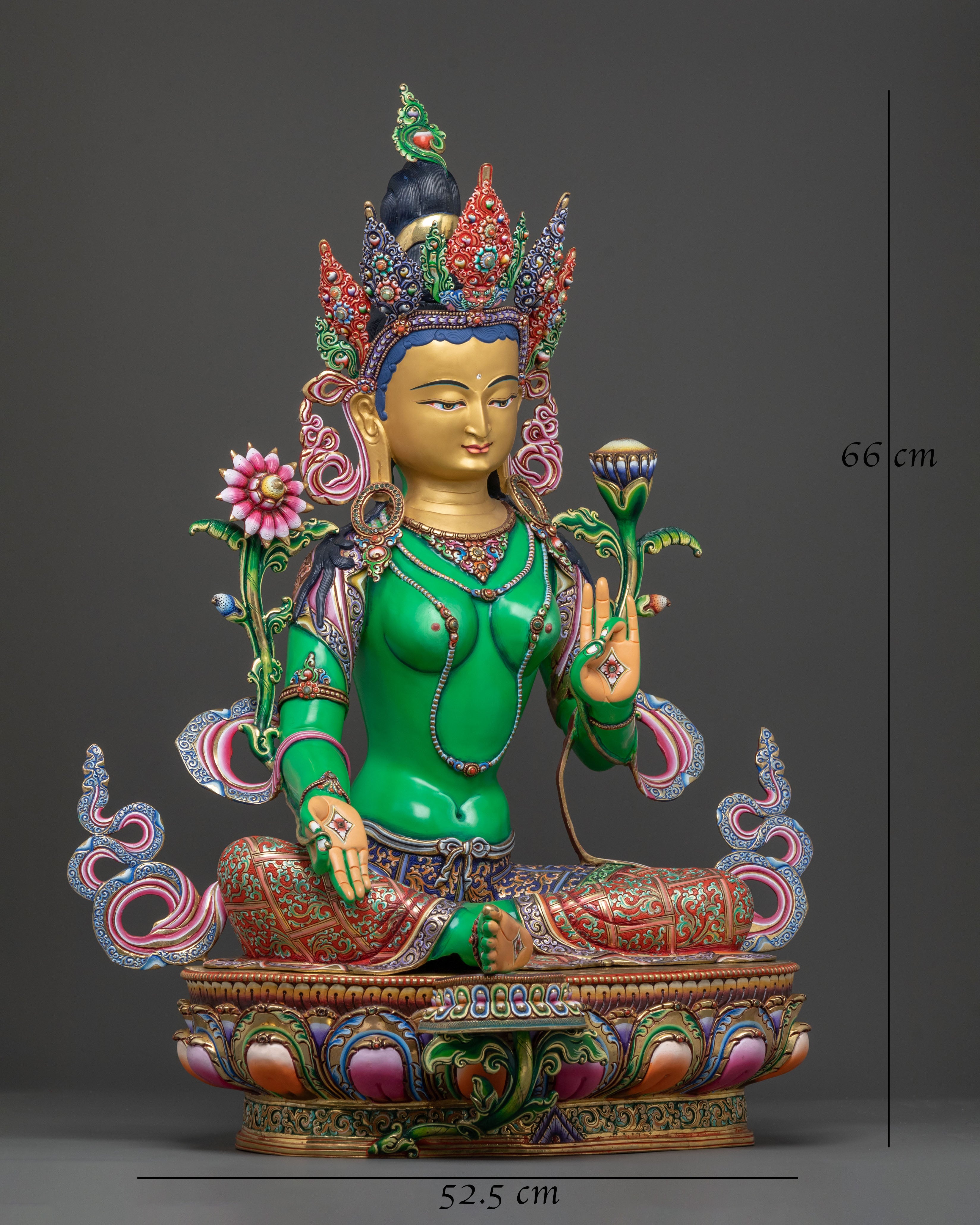 Swift Grace: Green Tara | 24K Gold Gilded Statue