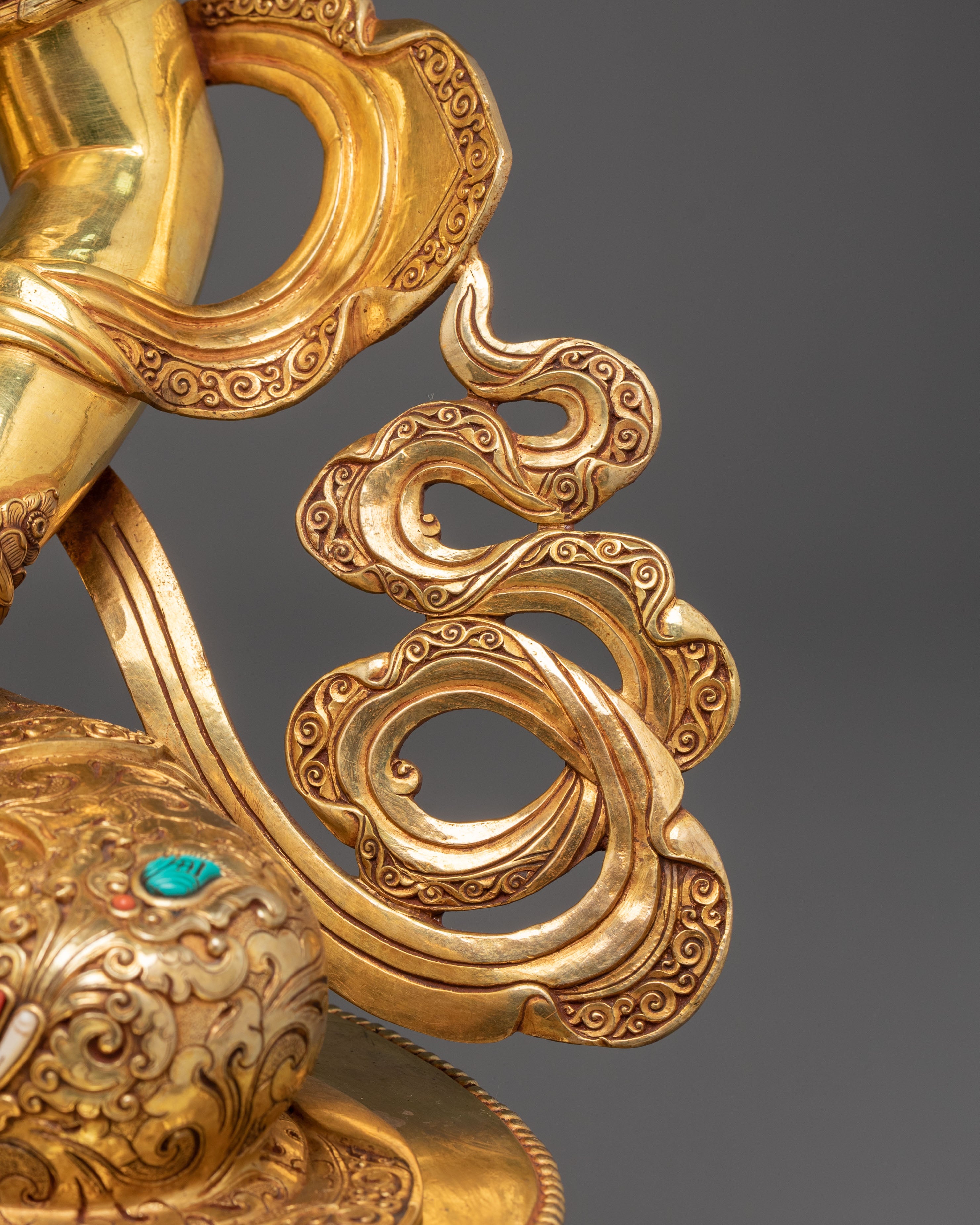 Vajrasattva Statue | Gemstones Adorned 24K Gold Gilded Figurine