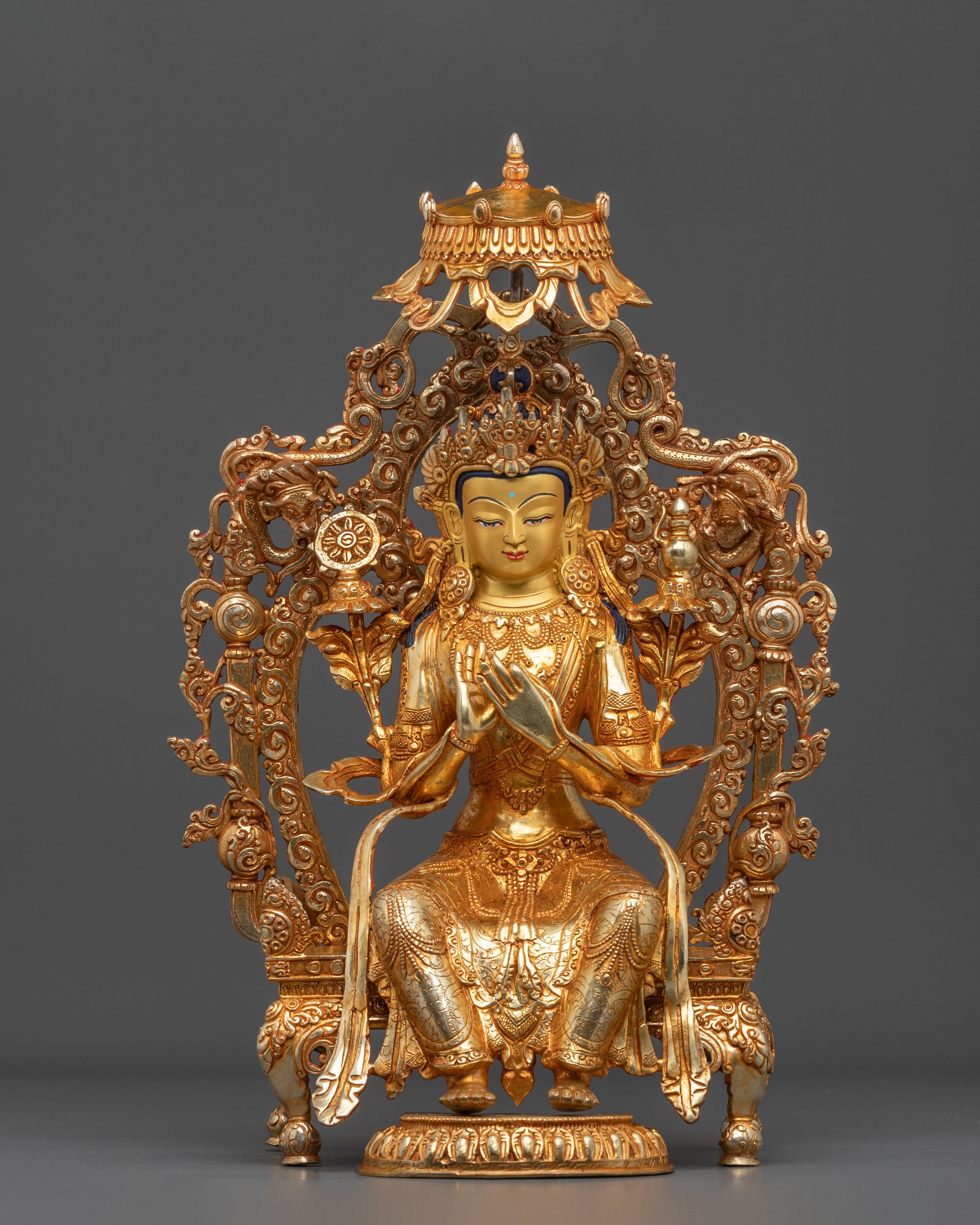 Maitreya Buddha Statue | Handcrafted 24K Gold Gilded