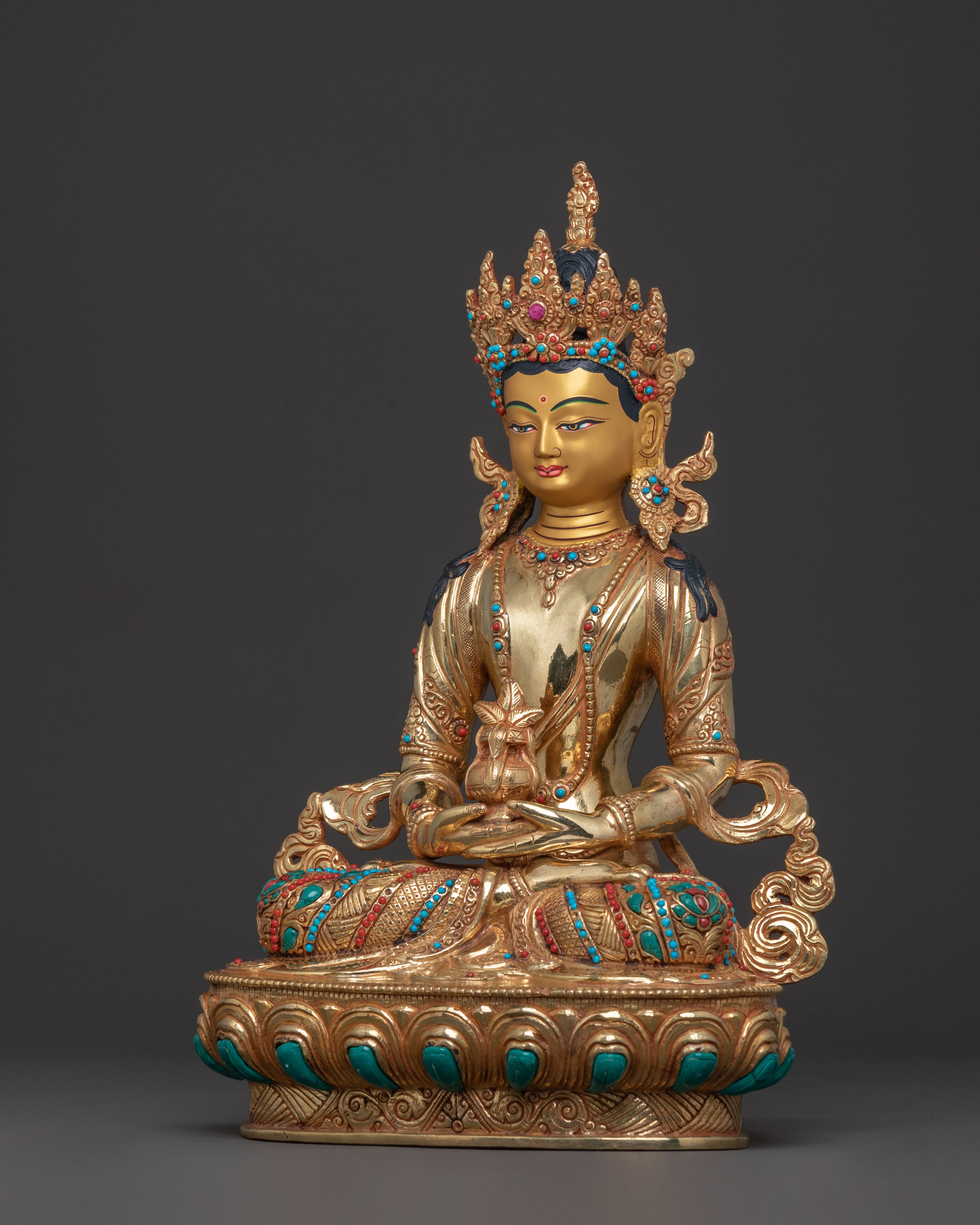 Amitayus Statue for Blessing | 24k Gold Gilded Icon