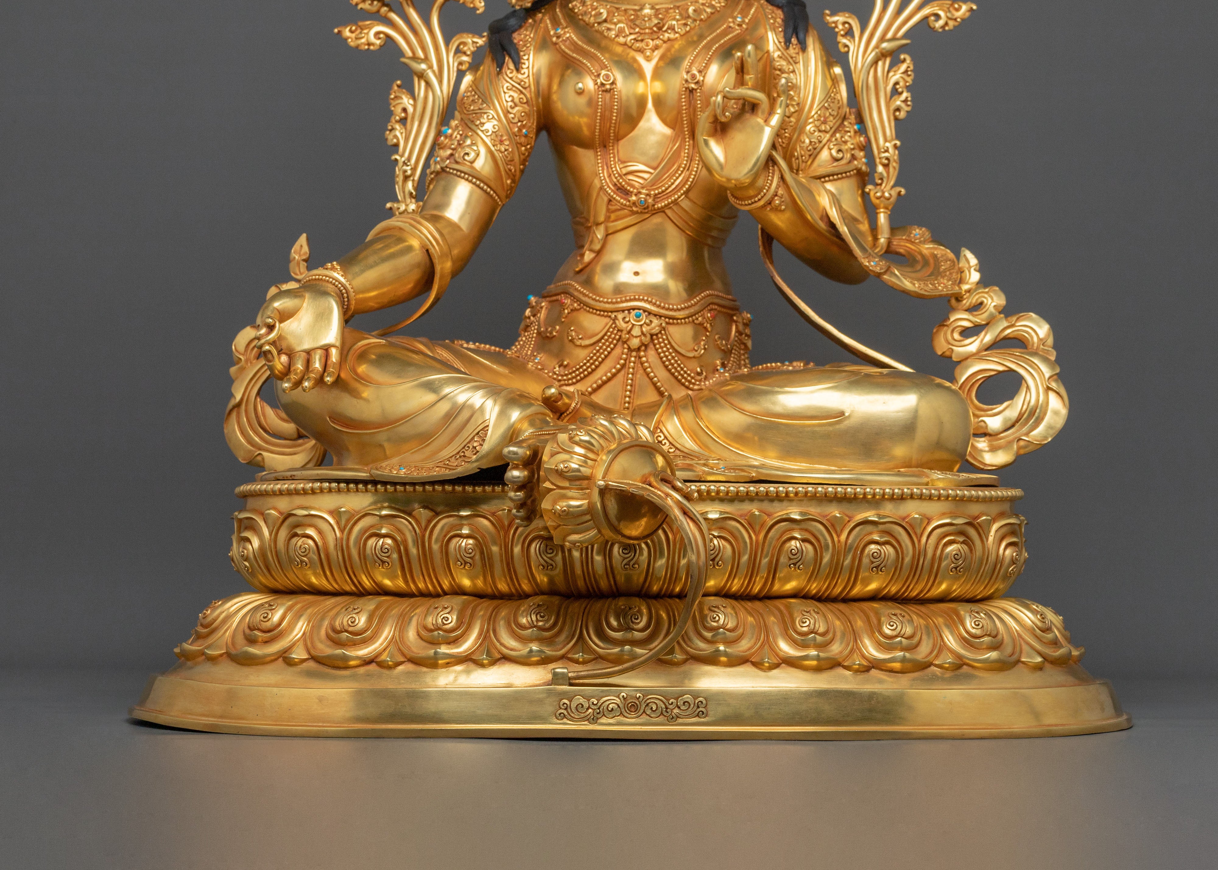Handmade Green Tara Sculpture | Sacred Goddess