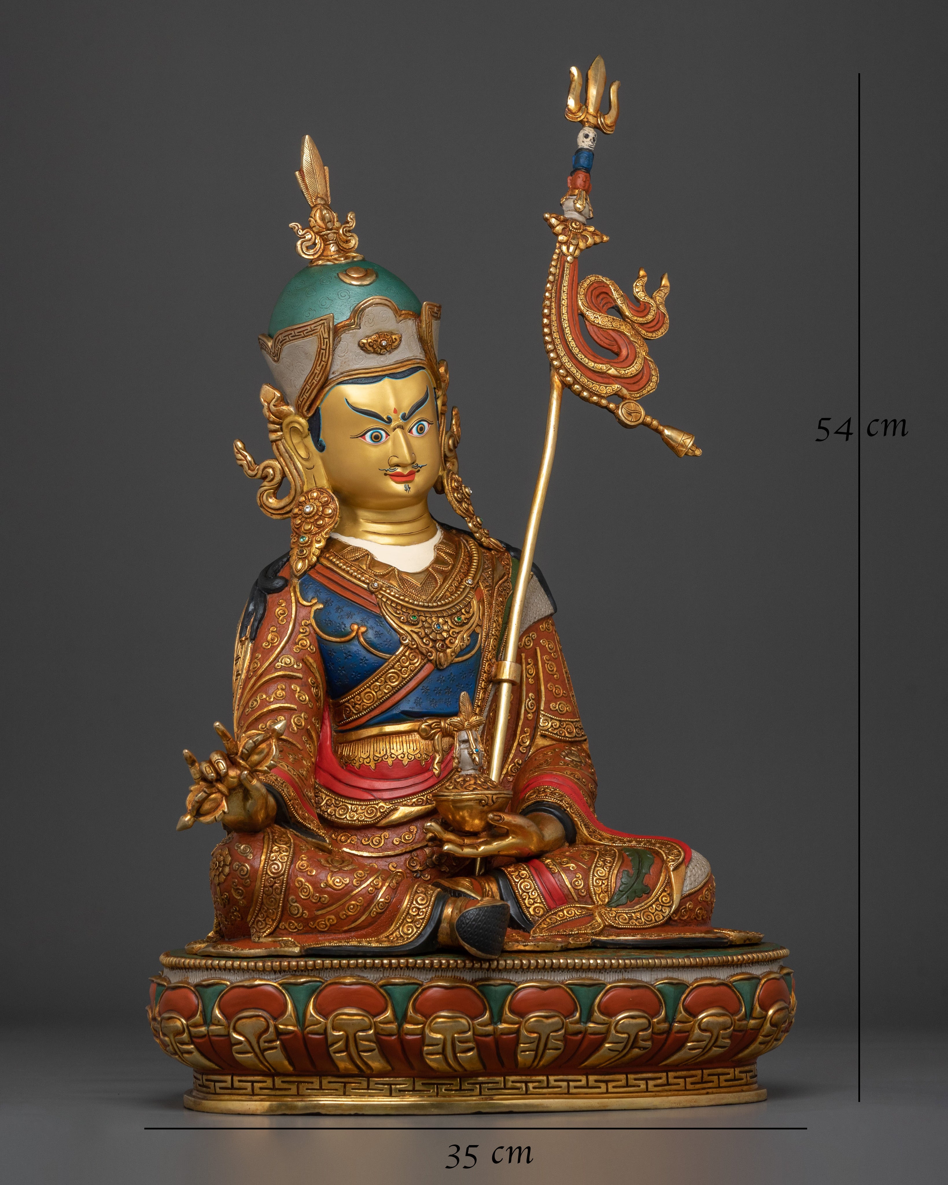 Guru Rinpoche Vajrayana Master Sculpture | Tibetan Buddhist Altar Decor