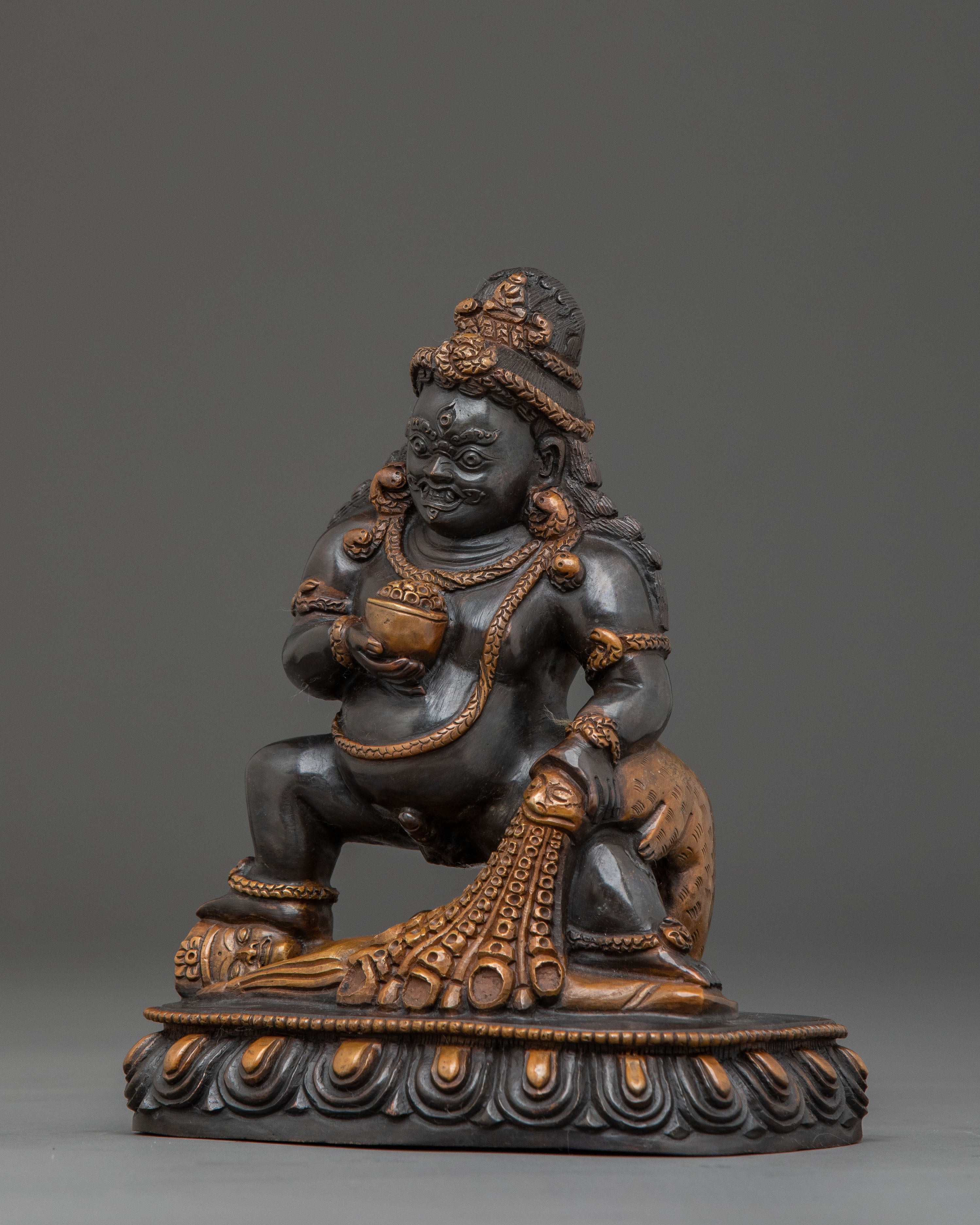 Black Dzambhala Statue | Oxidized Copper Figure
