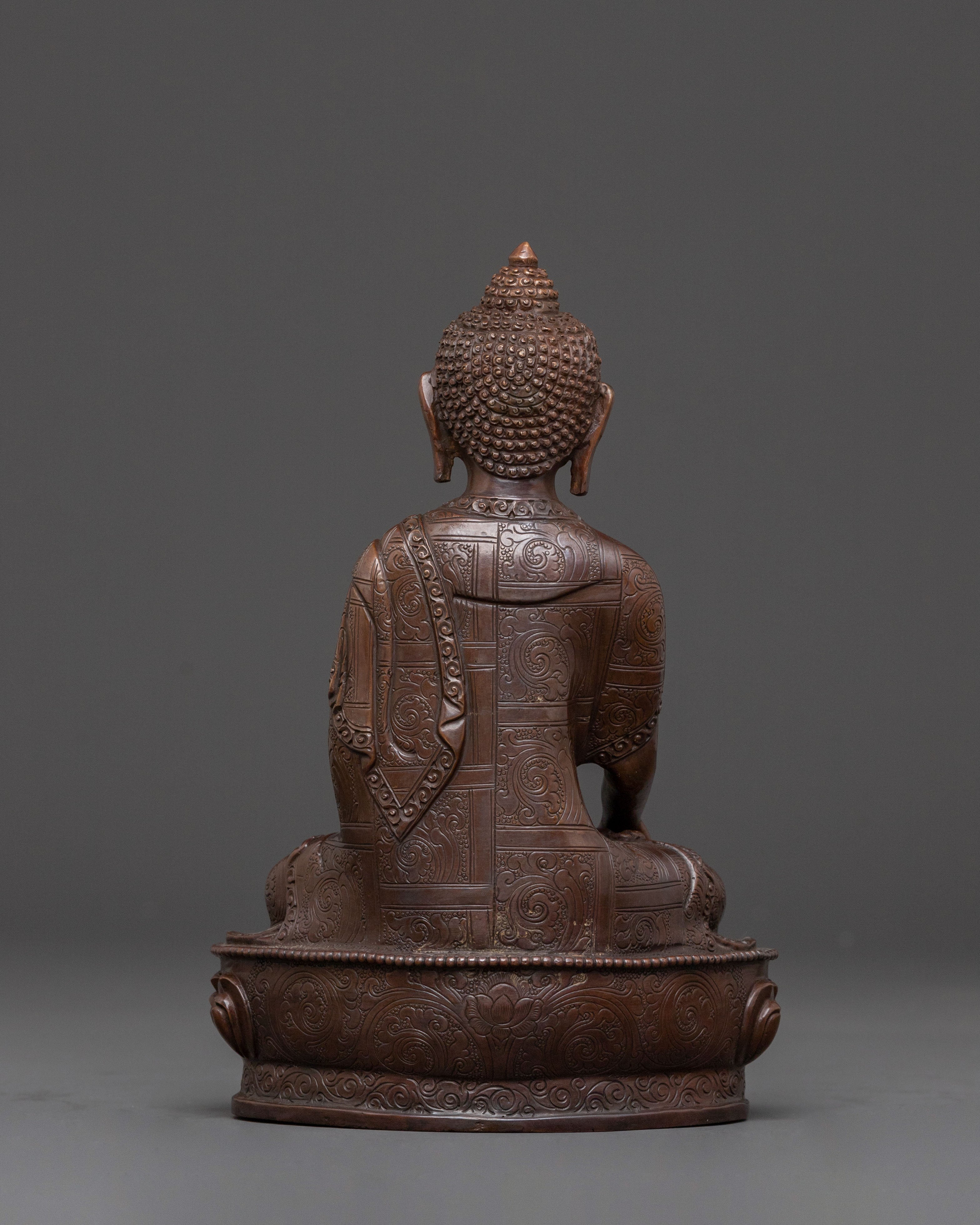 Shakyamuni Buddha: Serene Oxidized Copper Statue