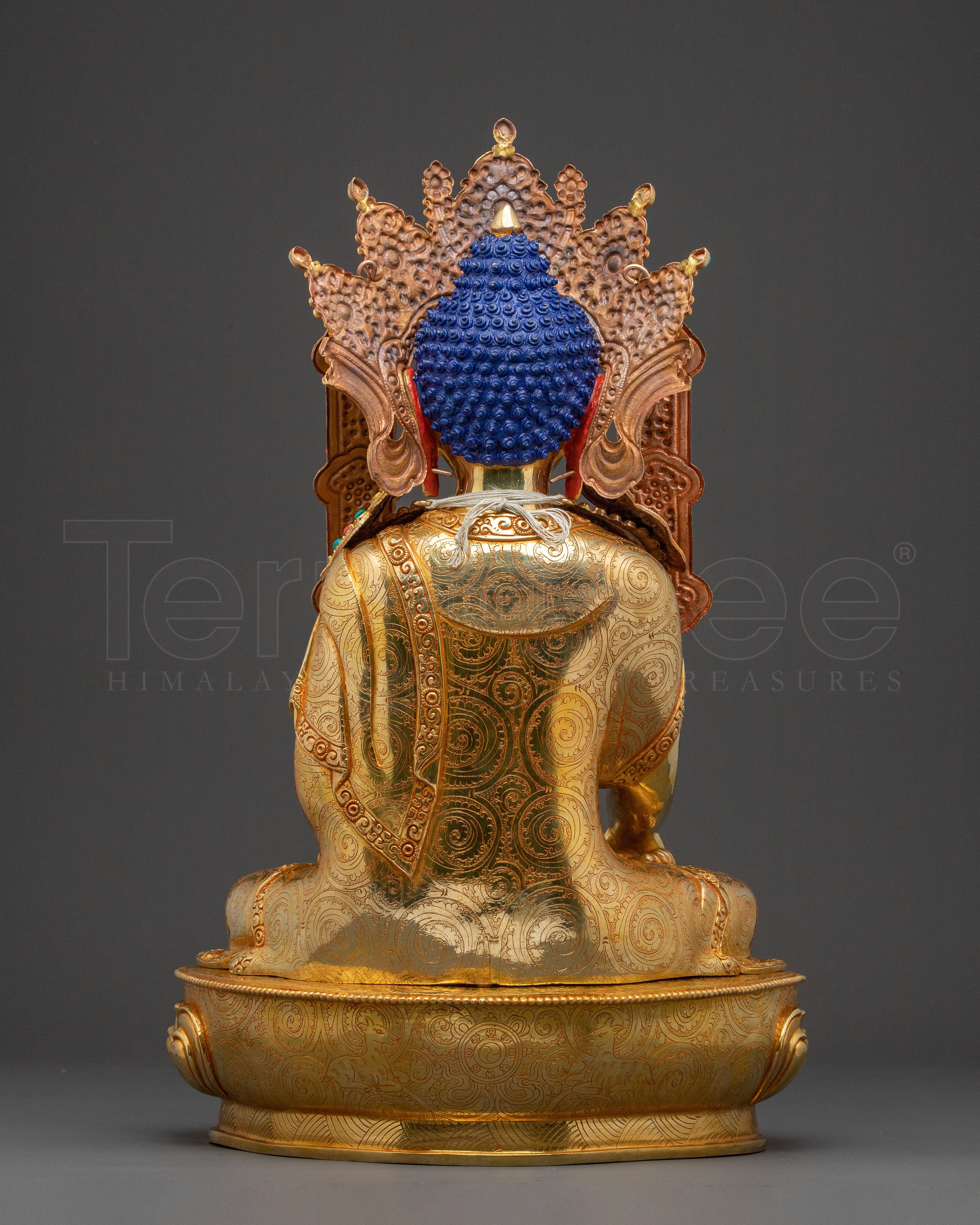 24k Gold Gilded Shakyamuni Buddha Statue with Crown